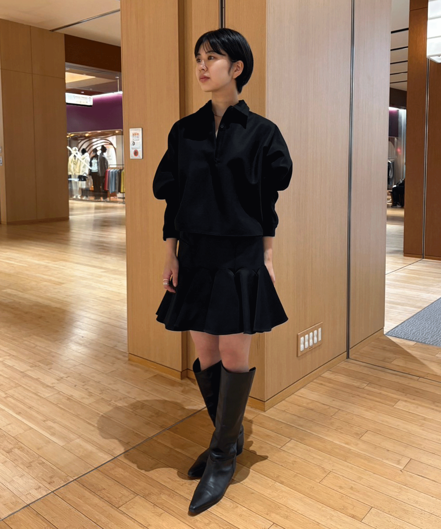 別注 SATIN BARATHEA FRILLED MINI SKIRT FETICO