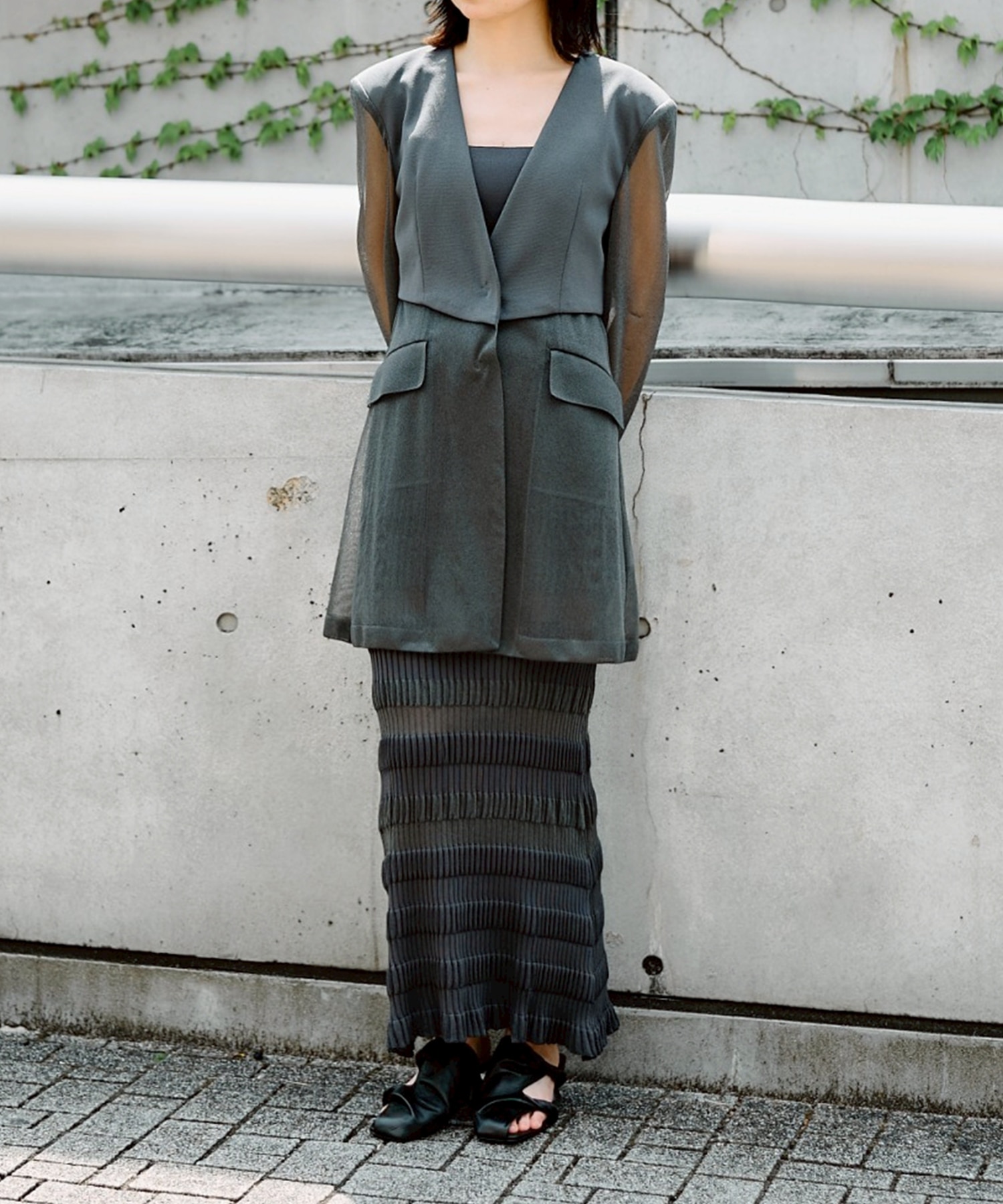 SHEER COMBINED KNIT JACKET FETICO
