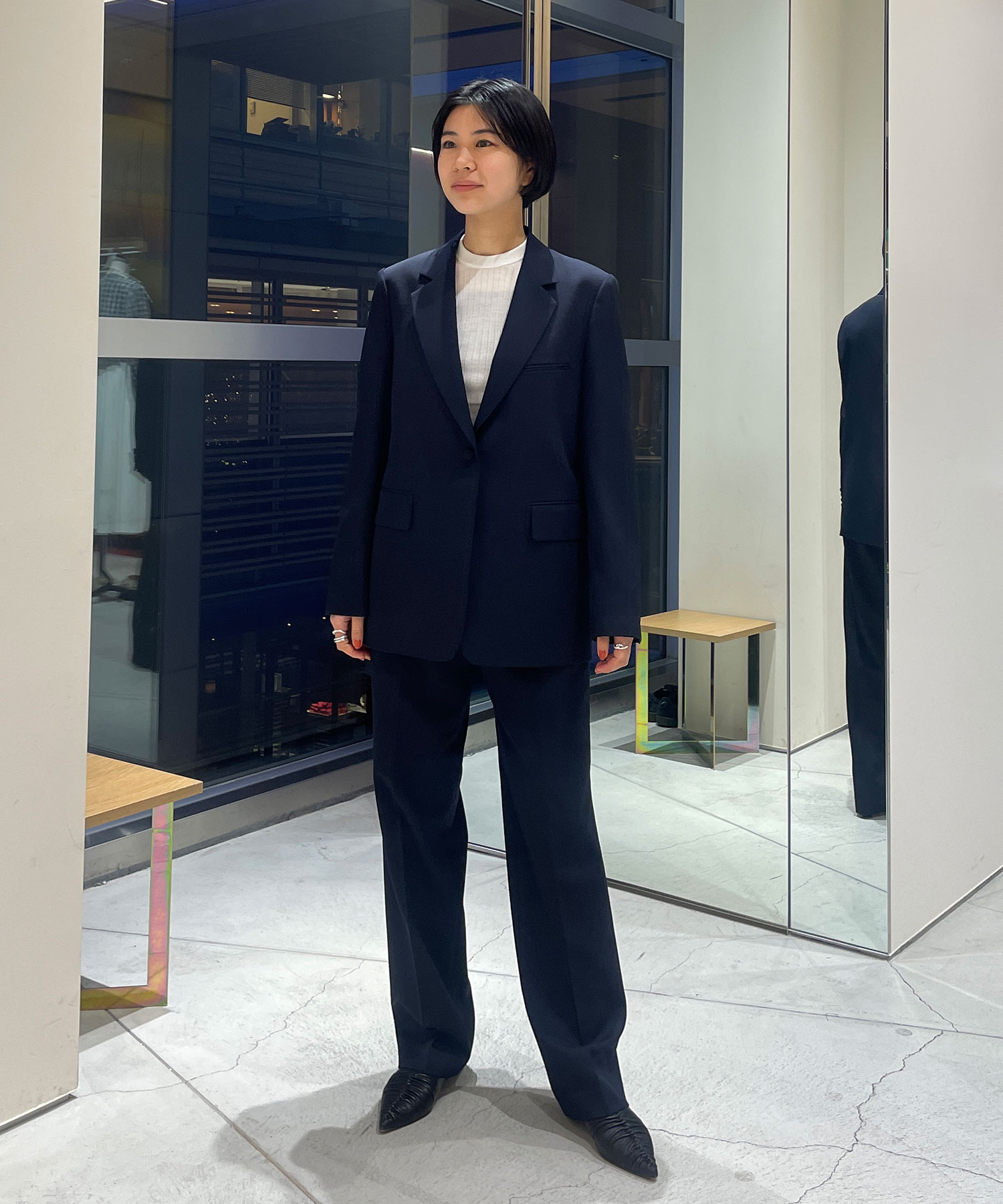 BLACK FORMAL STRAIGHT LEG TROUSERS CINOH