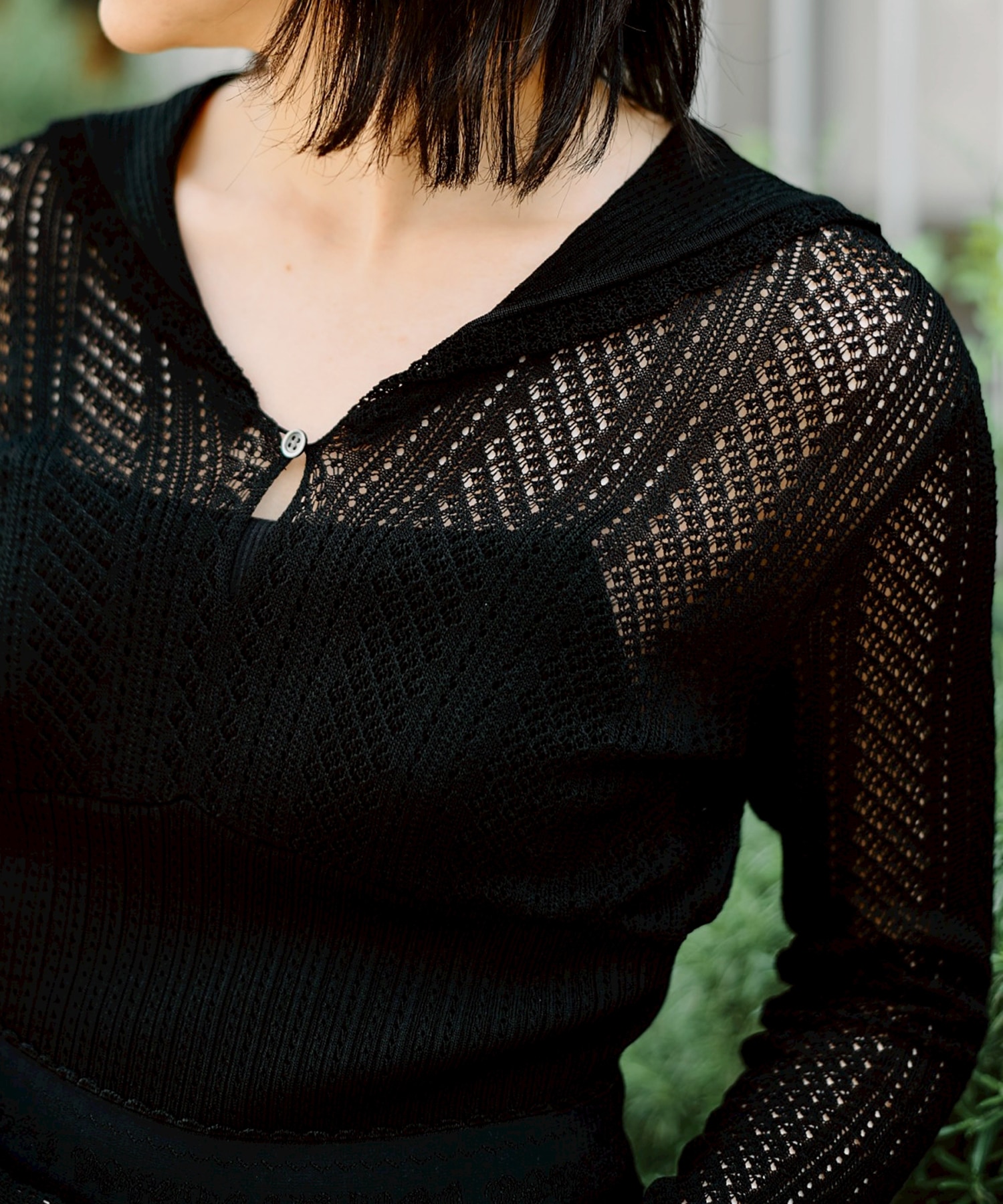 LACE KNIT SAILOR COLLAR BODYSUIT – FETICO Official Online Shop