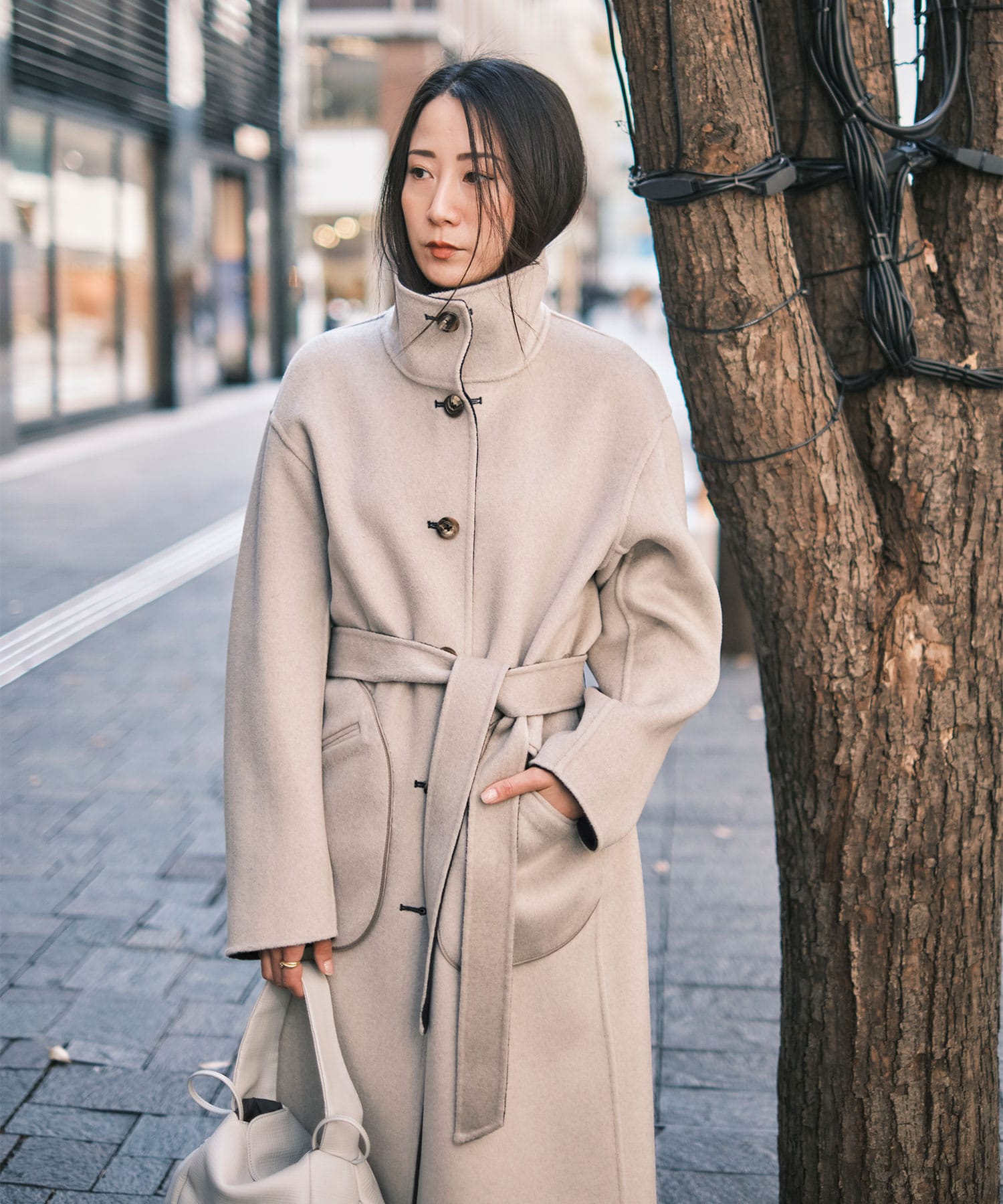 CASHMERE/SILK/WOOL STAND OVER COAT THE TOKYO