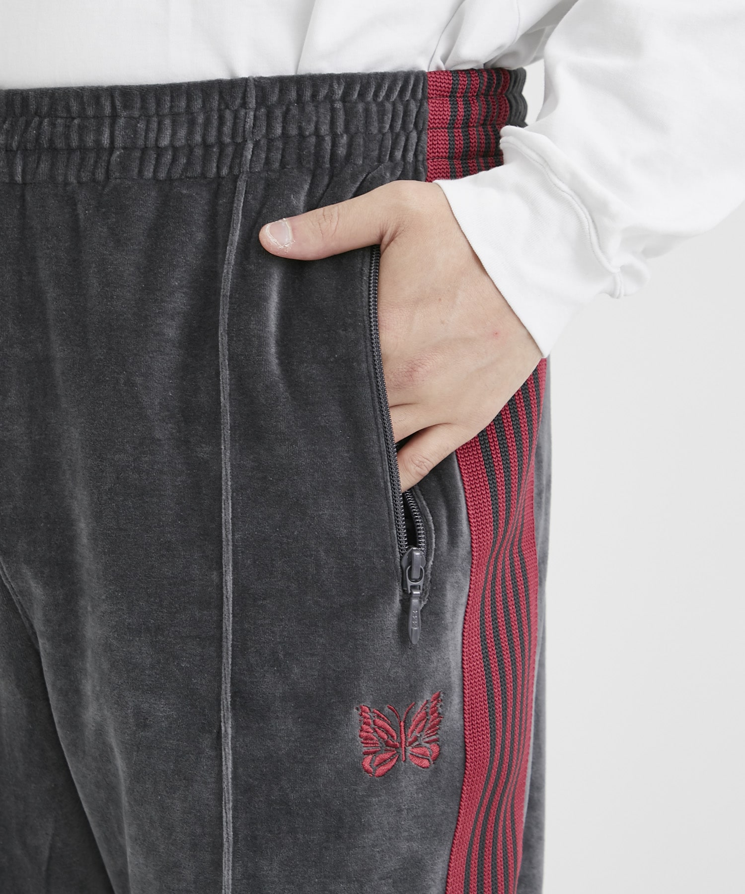 Narrow Track Pant - C/PE Velour(XS DARK GREY): NEEDLES: MEN｜THE