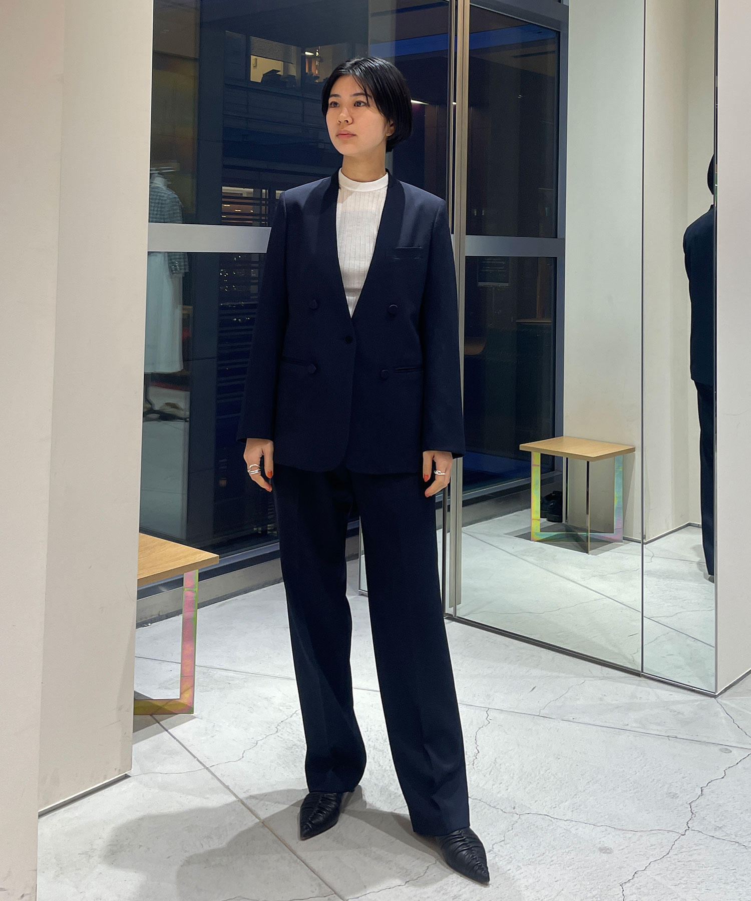 BLACK FORMAL STRAIGHT LEG TROUSERS CINOH