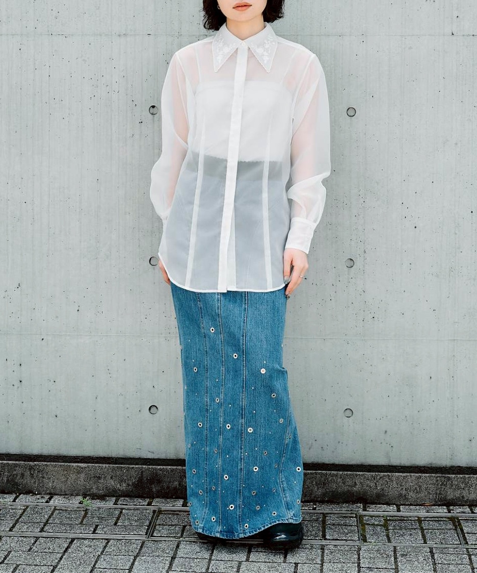 ROSE EMBROIDERED SHEER SHIRT FETICO