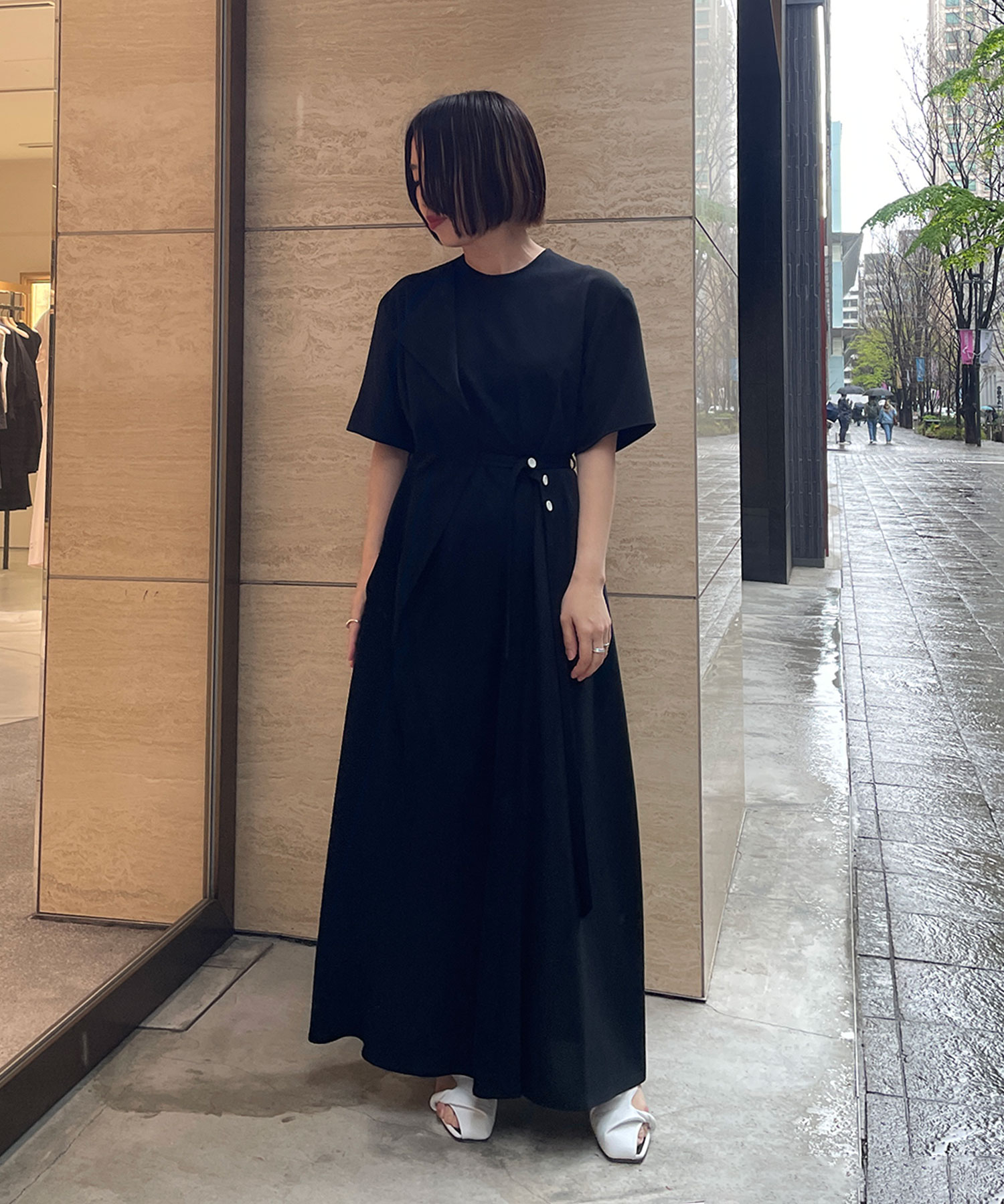 Heike combi tex jersey dress BLK AKIRANAKA