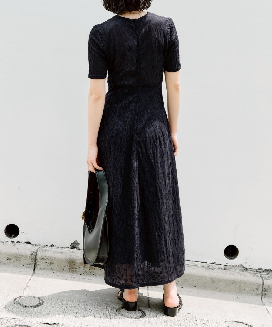 別注 FLOWER JACQUARD SHORT SLEEVE DRESS PHOTOCOPIEU