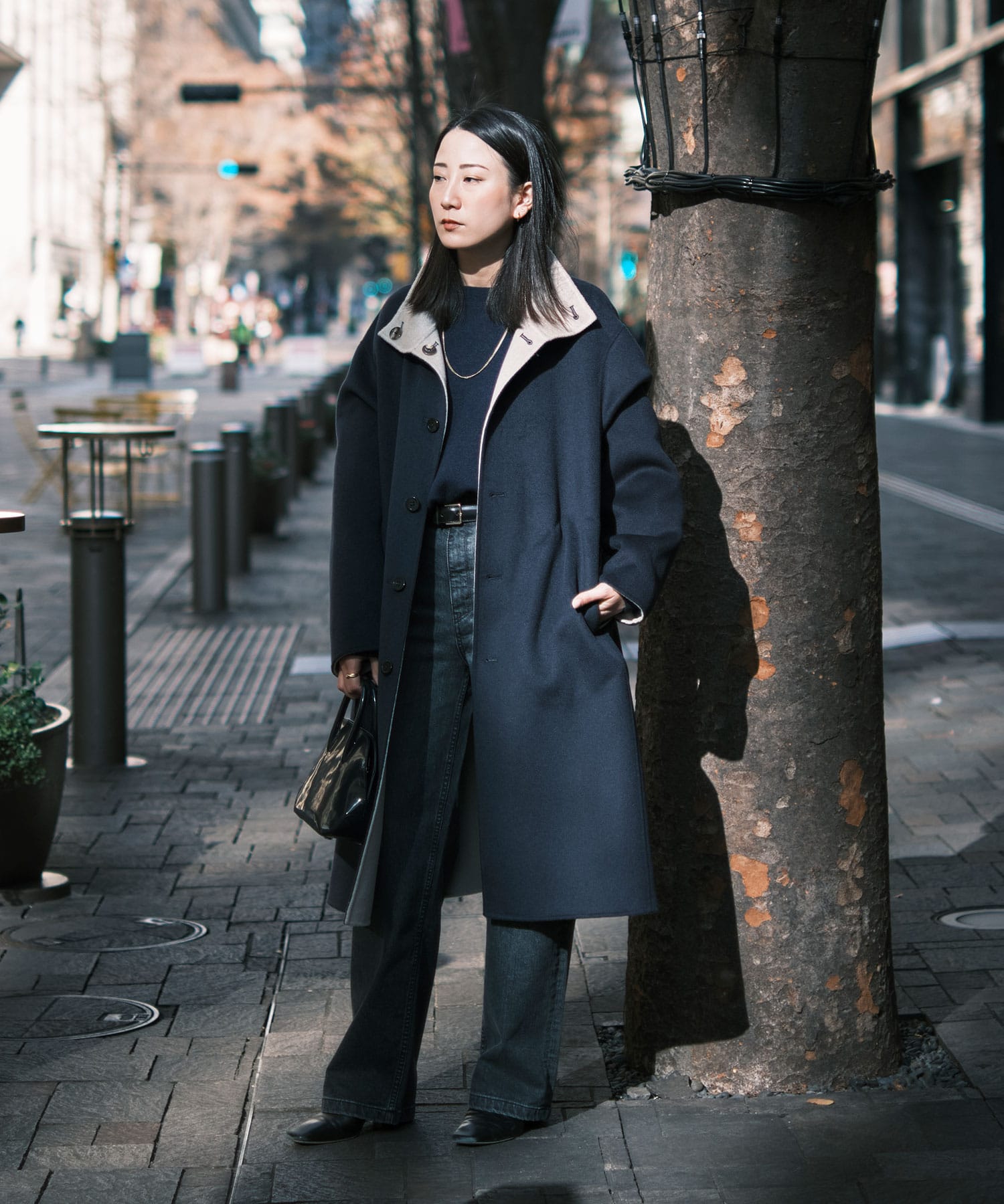 CASHMERE/SILK/WOOL STAND OVER COAT THE TOKYO