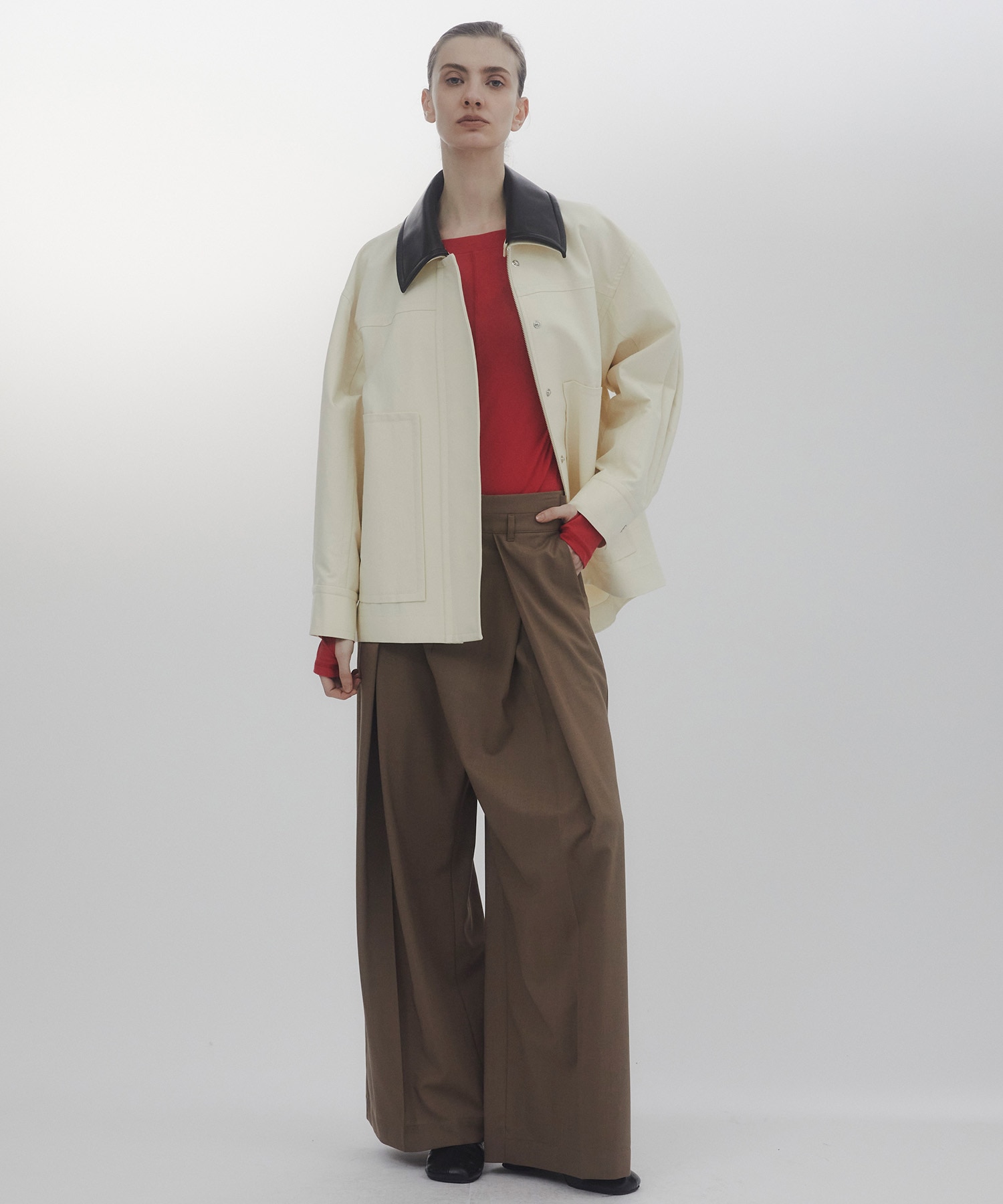 Belt Arranged Tuck Wide Pants CITY TOKYO