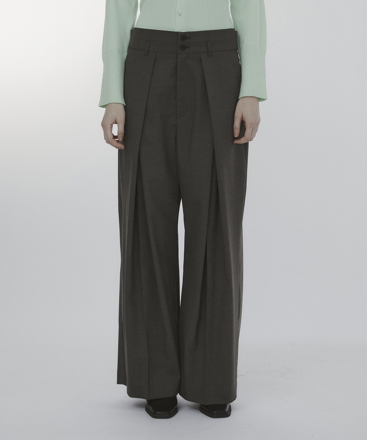 Belt Arranged Tuck Wide Pants CITY TOKYO