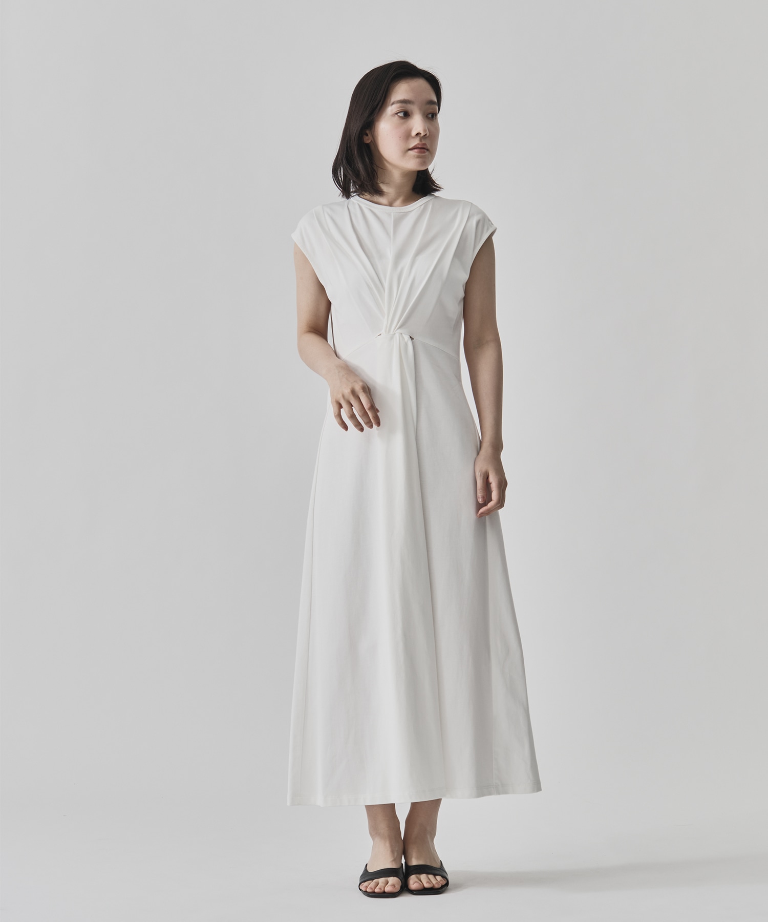 Shoulder Tuck Twist Dress CITY TOKYO