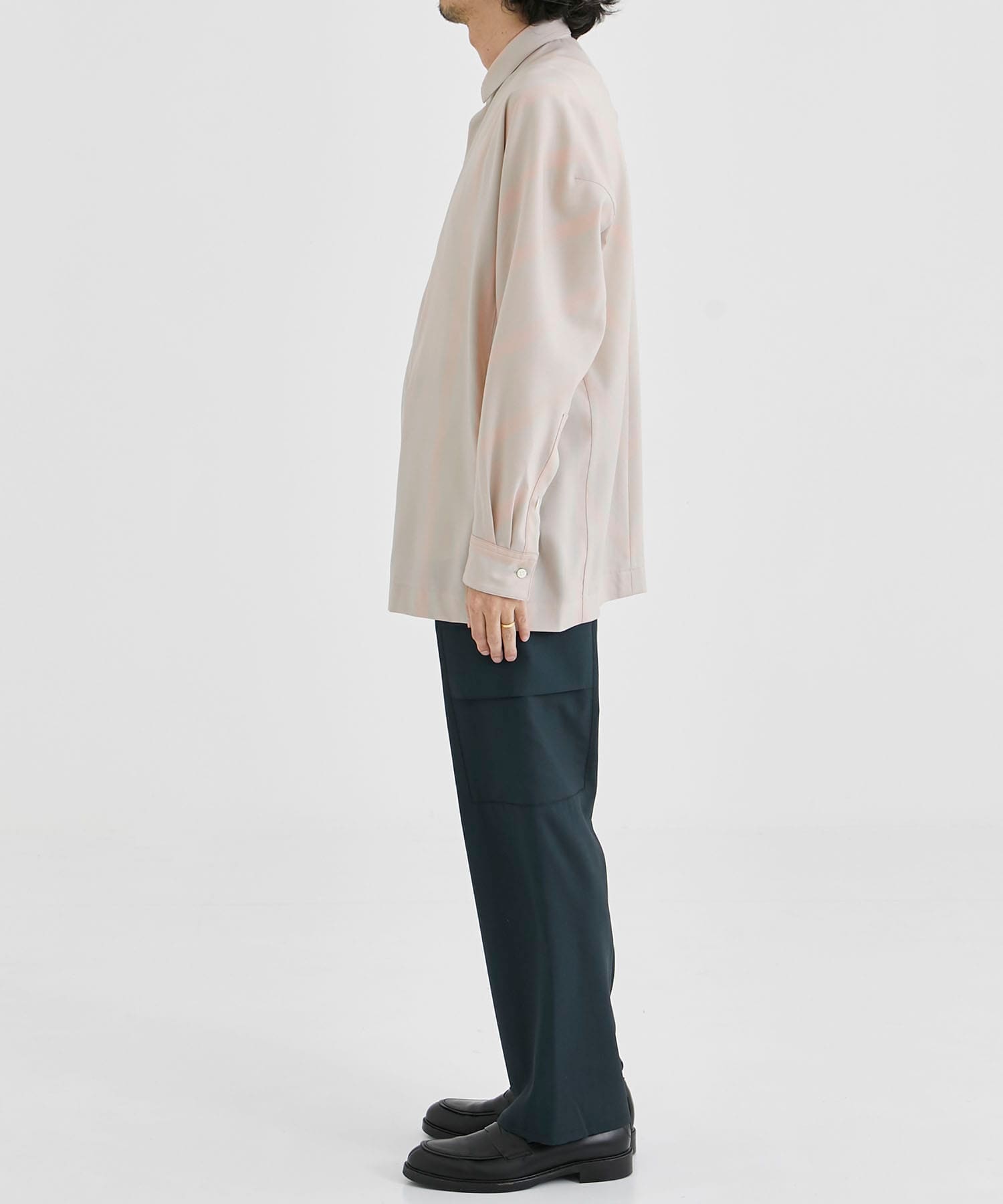 DOLMAN SLEEVE OVERSHIRT WITH SHIRT COLLAR IN STRIPED WOOL SH OVERCOAT
