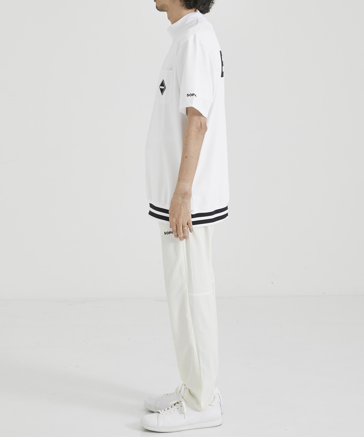 TRAINING RIBBED HEM S/S MOCKNECK TOP(S WHITE): F.C.Real