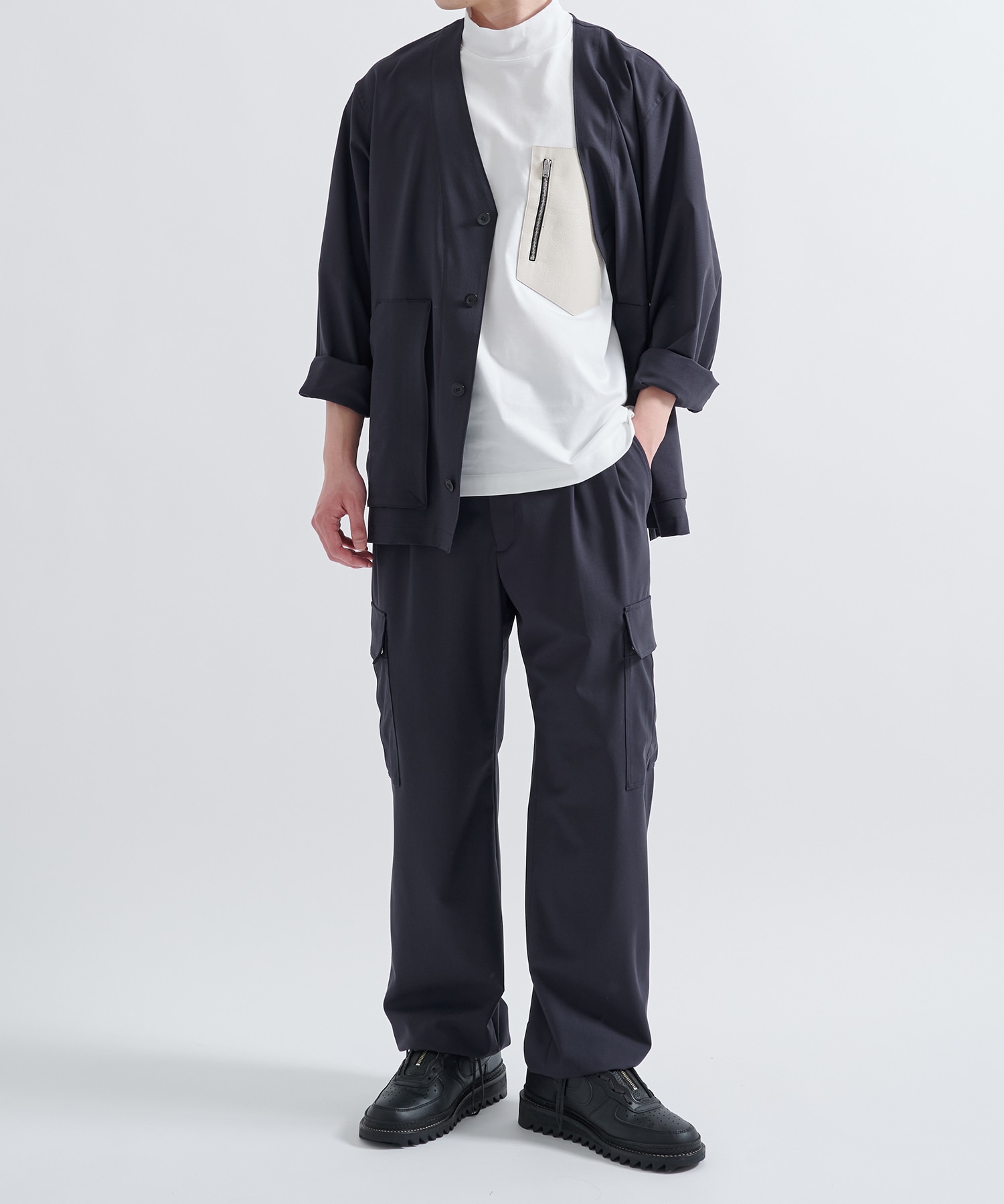 Mockneck QualiTEE With Washable Leather Pocket THE TOKYO