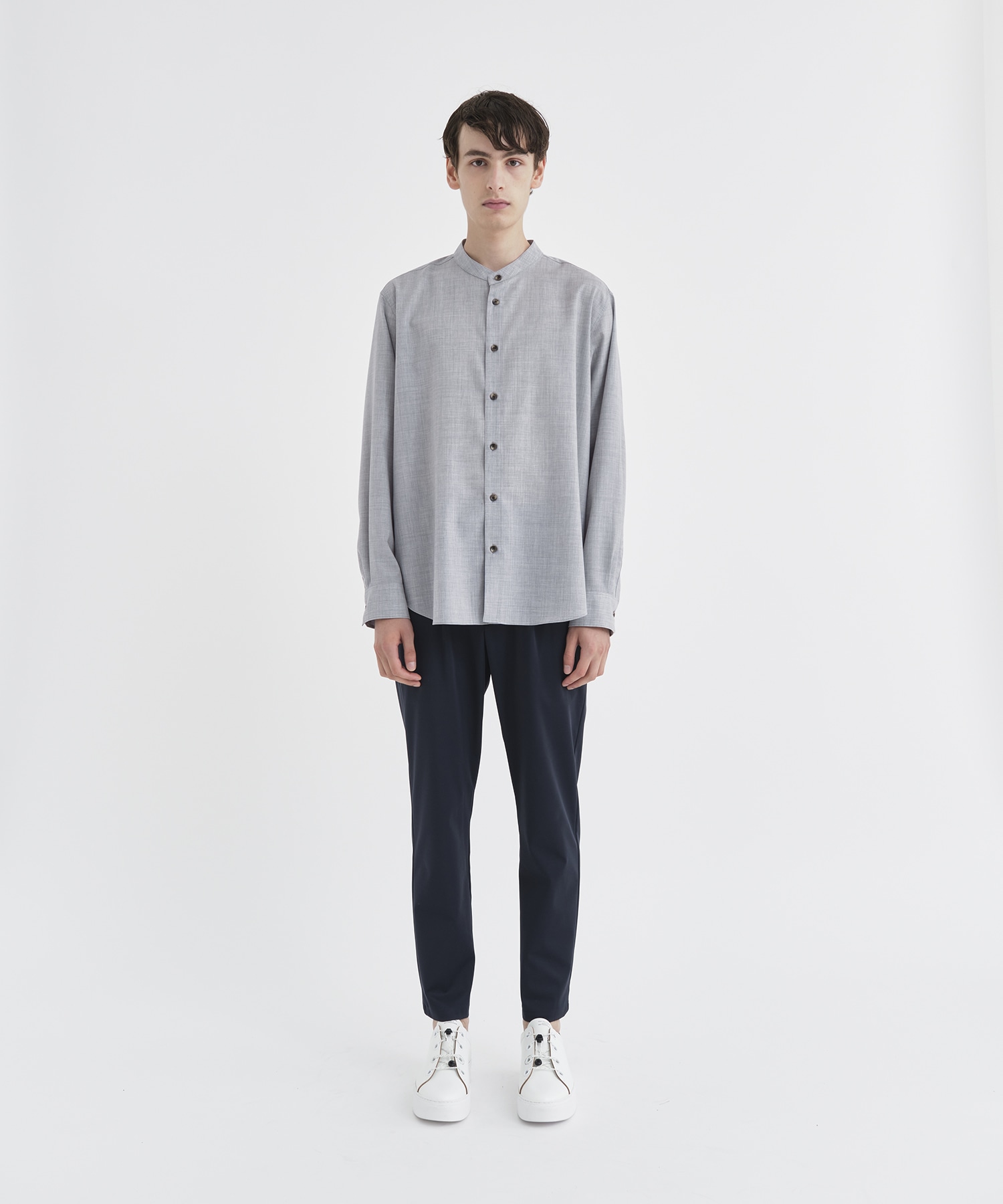 Reda Active Washable Wool Band Collar L/S Shirt THE TOKYO