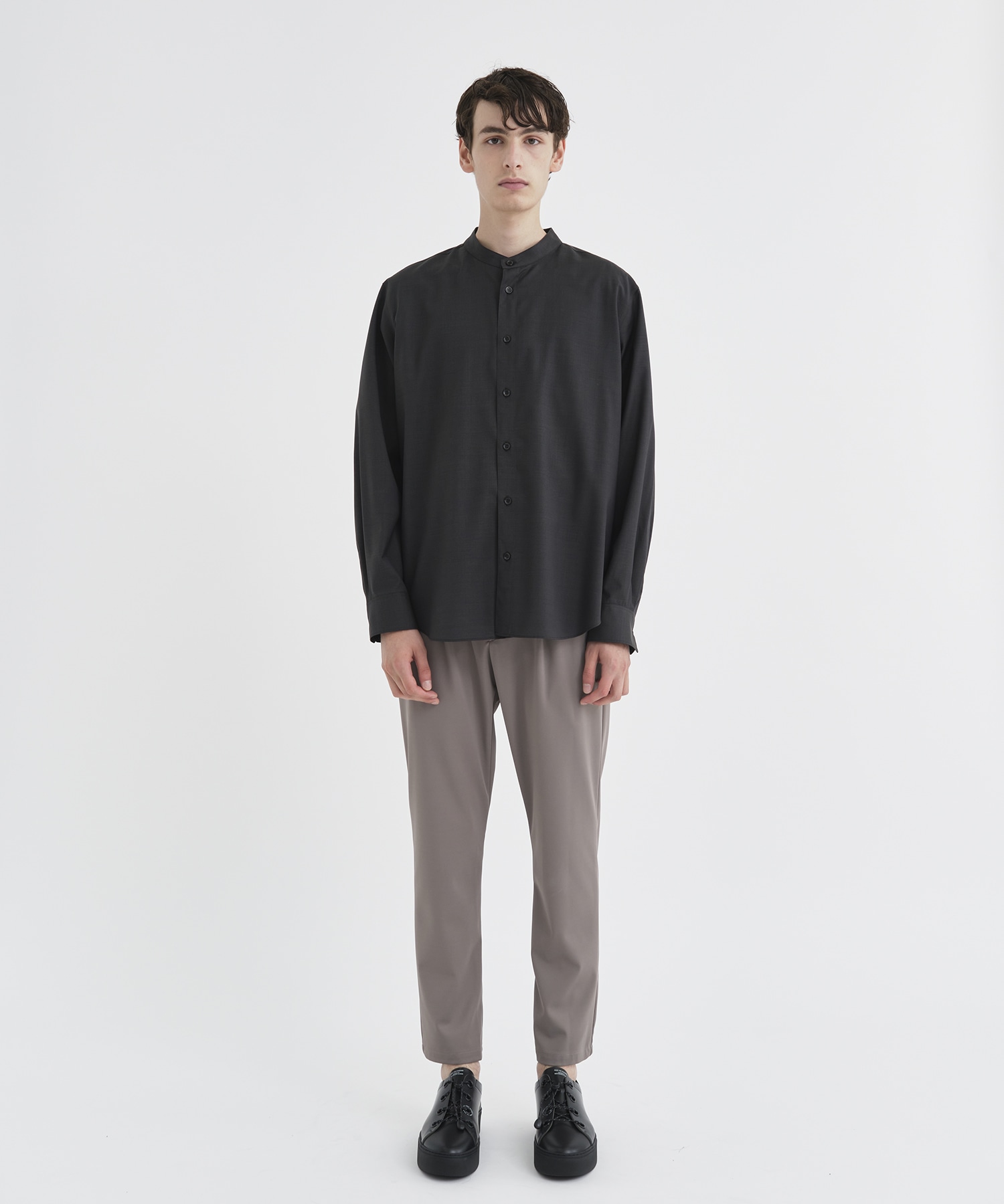 Reda Active Washable Wool Band Collar L/S Shirt THE TOKYO