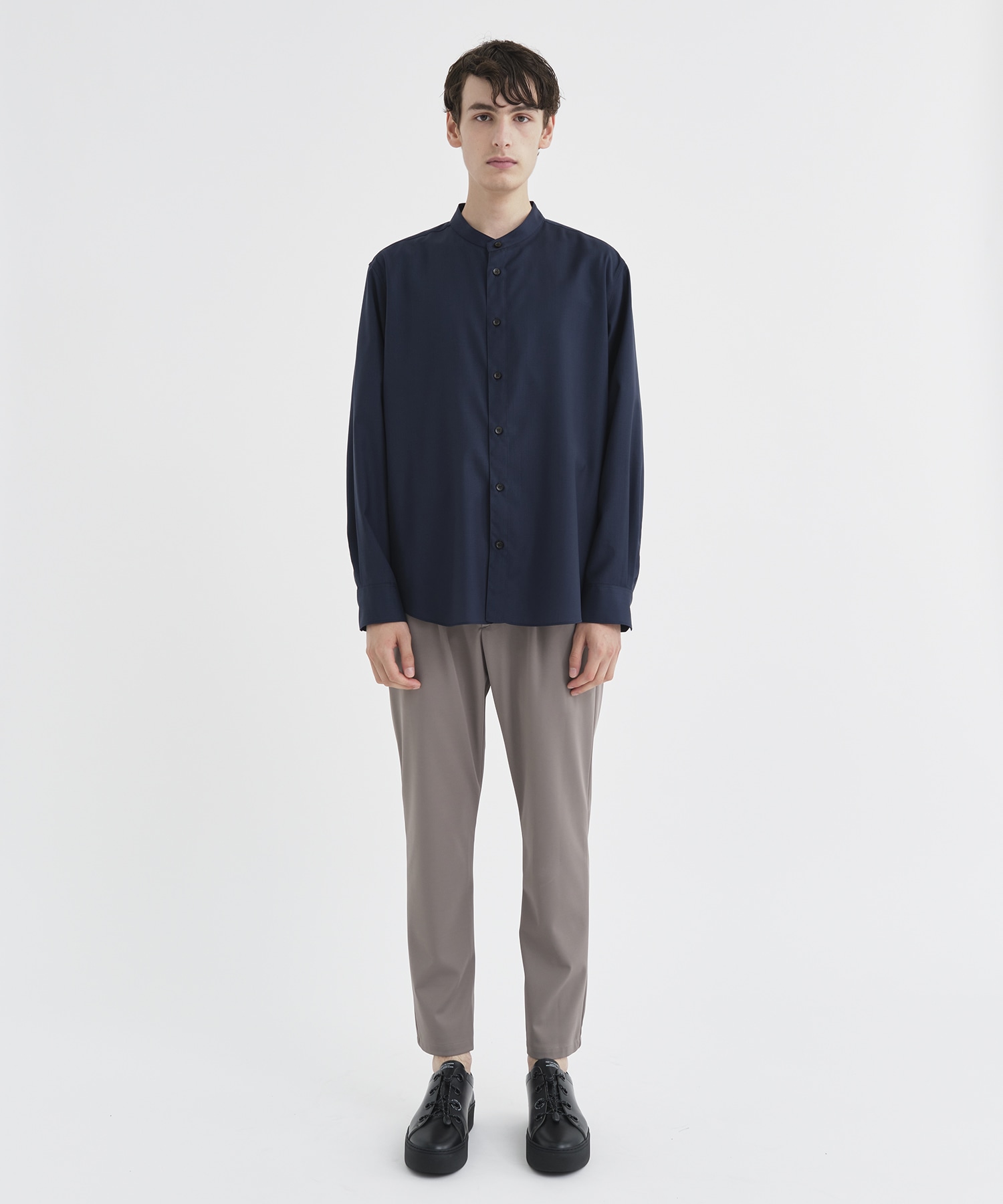 Reda Active Washable Wool Band Collar L/S Shirt THE TOKYO