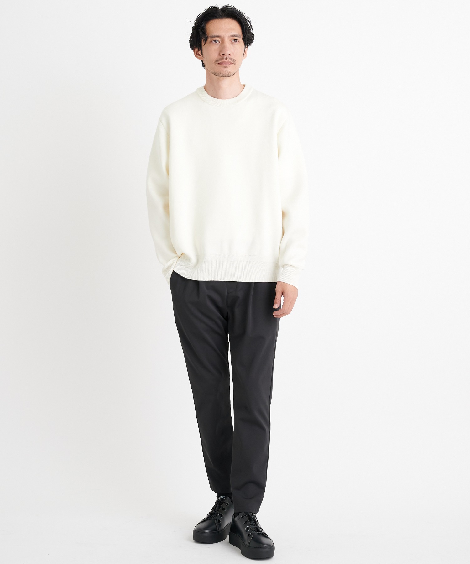 12G Ultimate Crew Neck Knit PO(44 WHITE): THE TOKYO: MEN｜THE