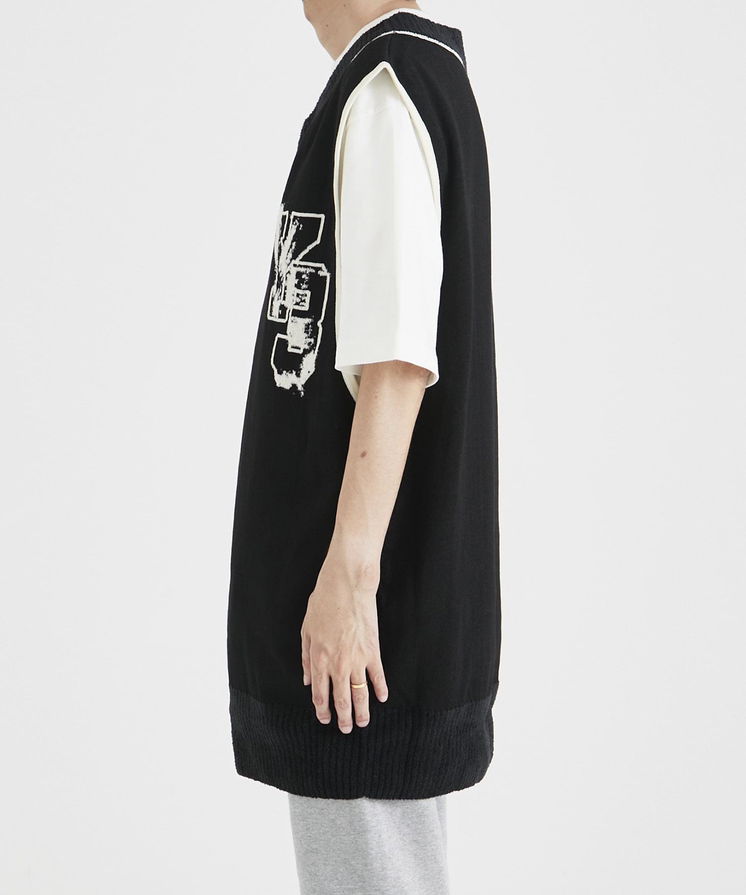 U_LOGO KNIT VEST/BLK+WHT ｜ Y-3