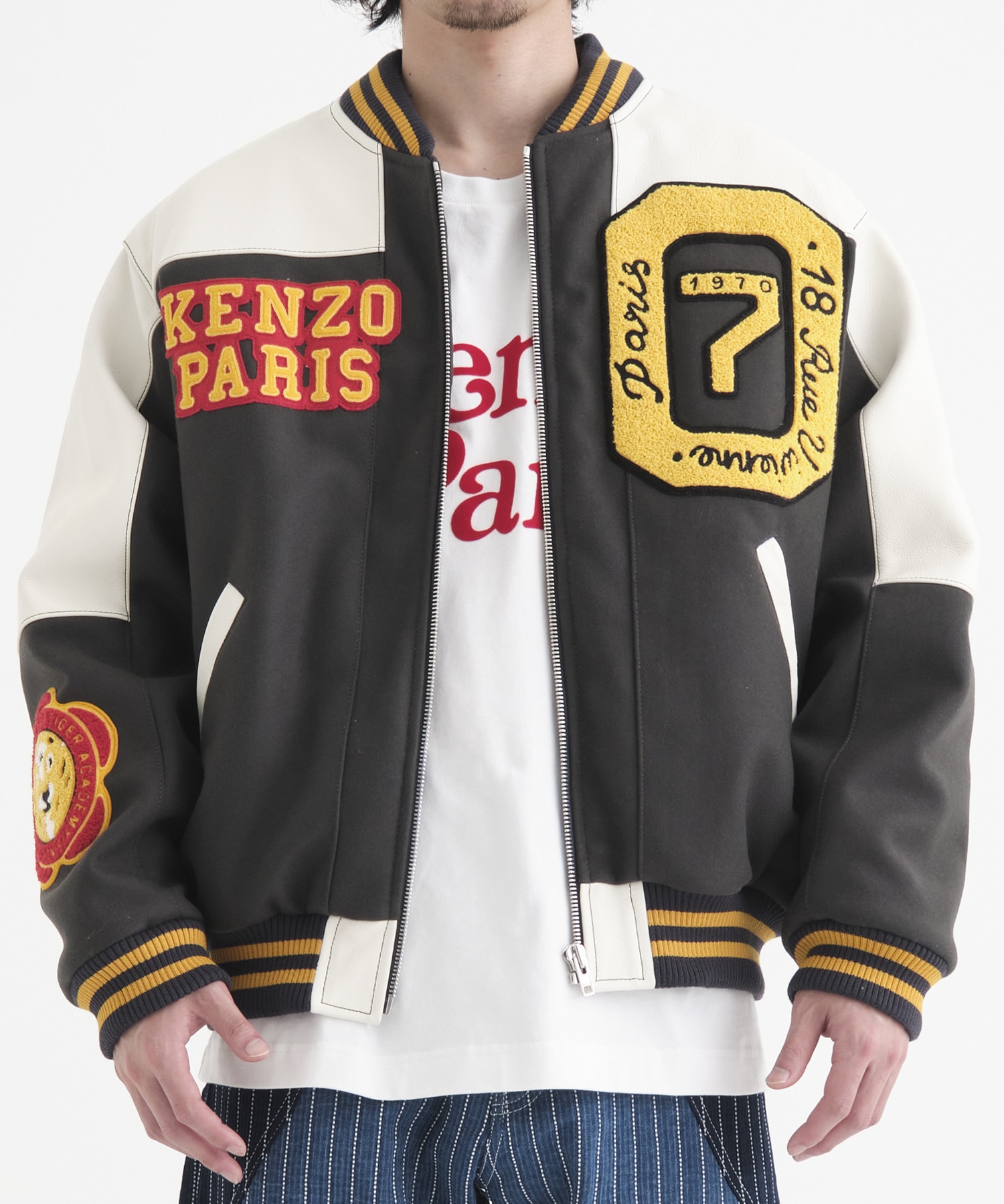 KENZO wool leather Tiger varsity jacketケンゾー