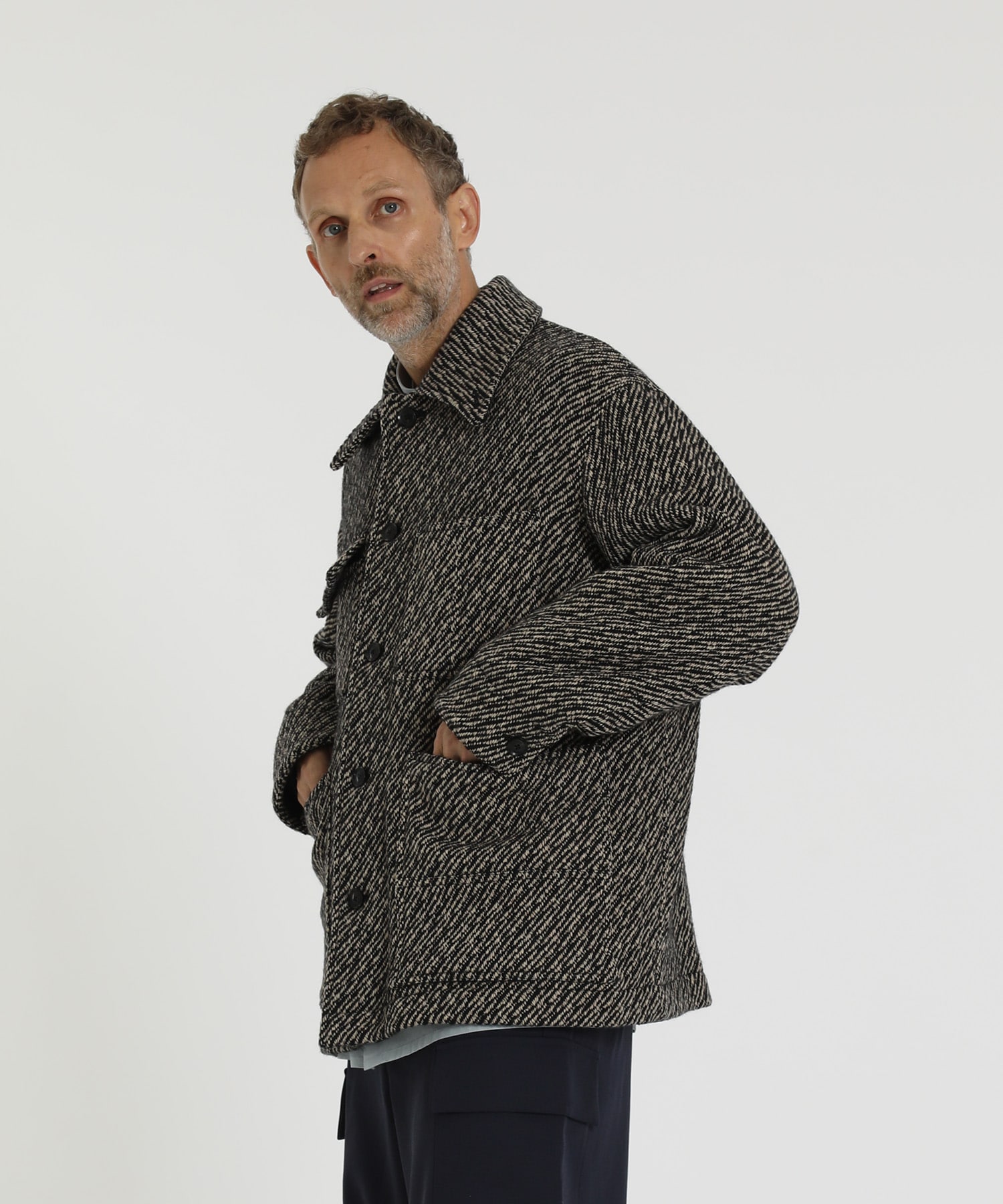 送料、無料 23AW YOKE WOOL NEP TWEED COVERALL JACKET - ジャケット