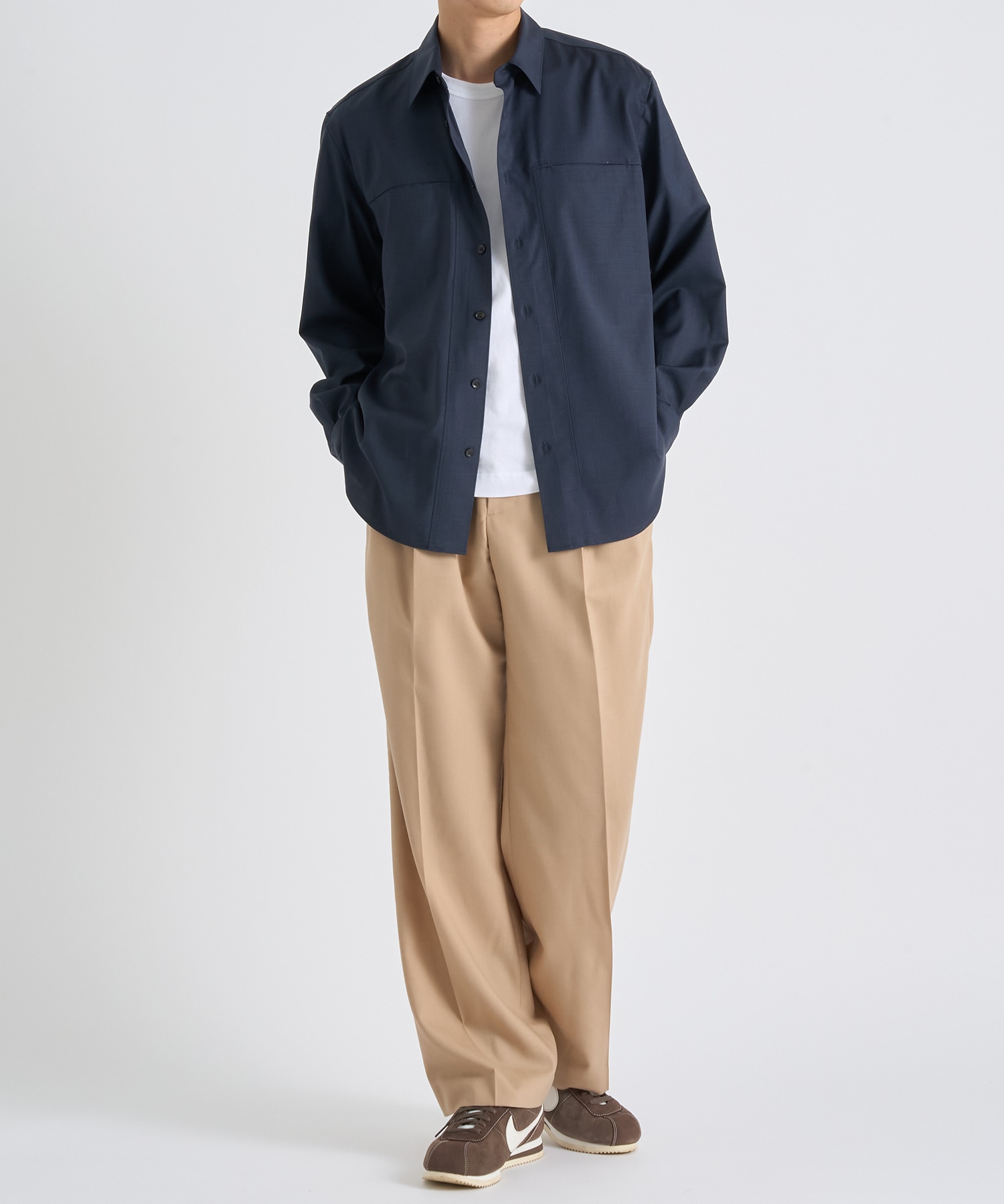 Active Washable Wool L/S Shirt Solid THE TOKYO