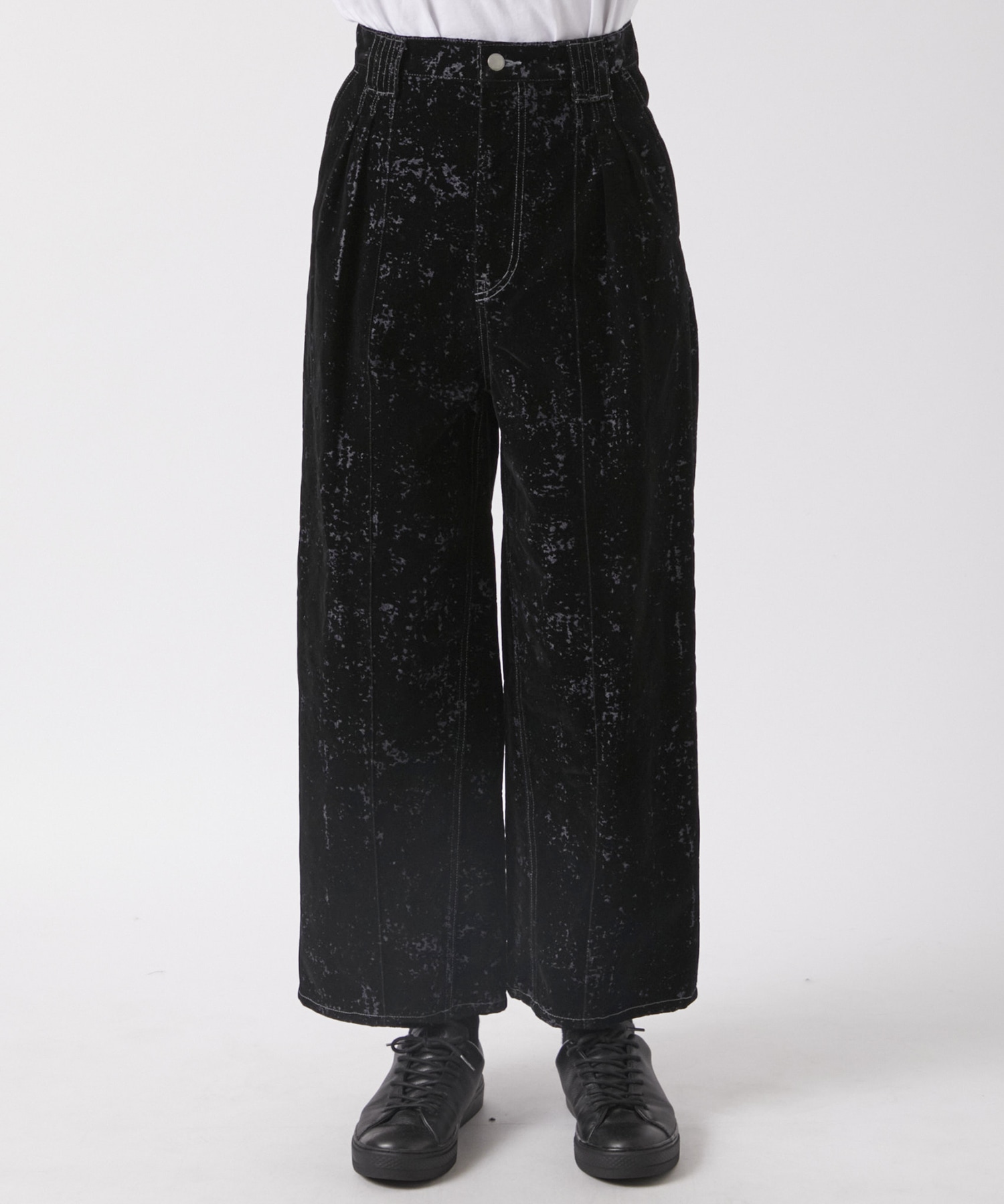 FLOCKY PRINTED DENIM WIDE-LEG BUGGY PANTS YOKE