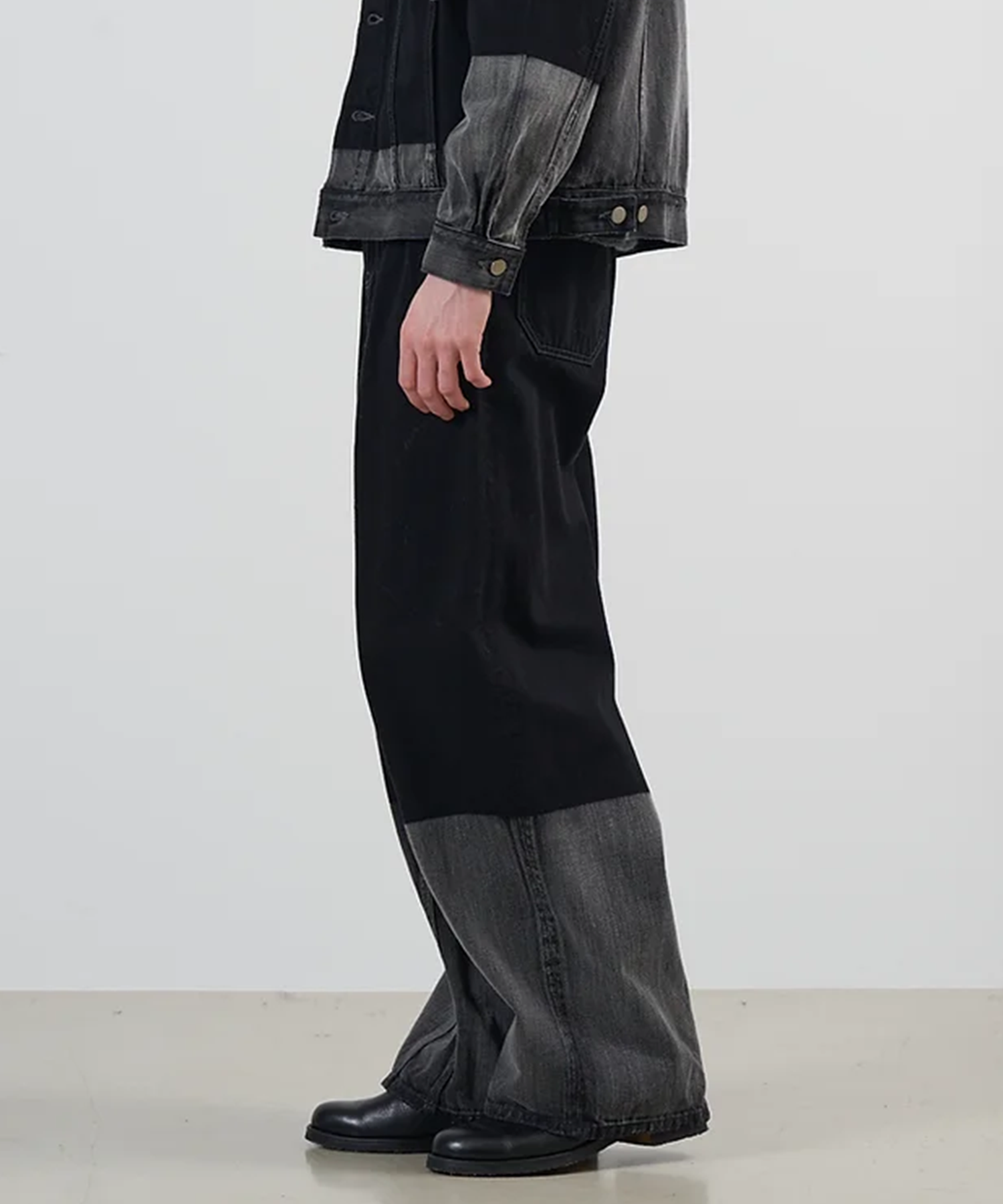 LASER PROCESSED DENIM WIDE-LEG BUGGY PANTS YOKE