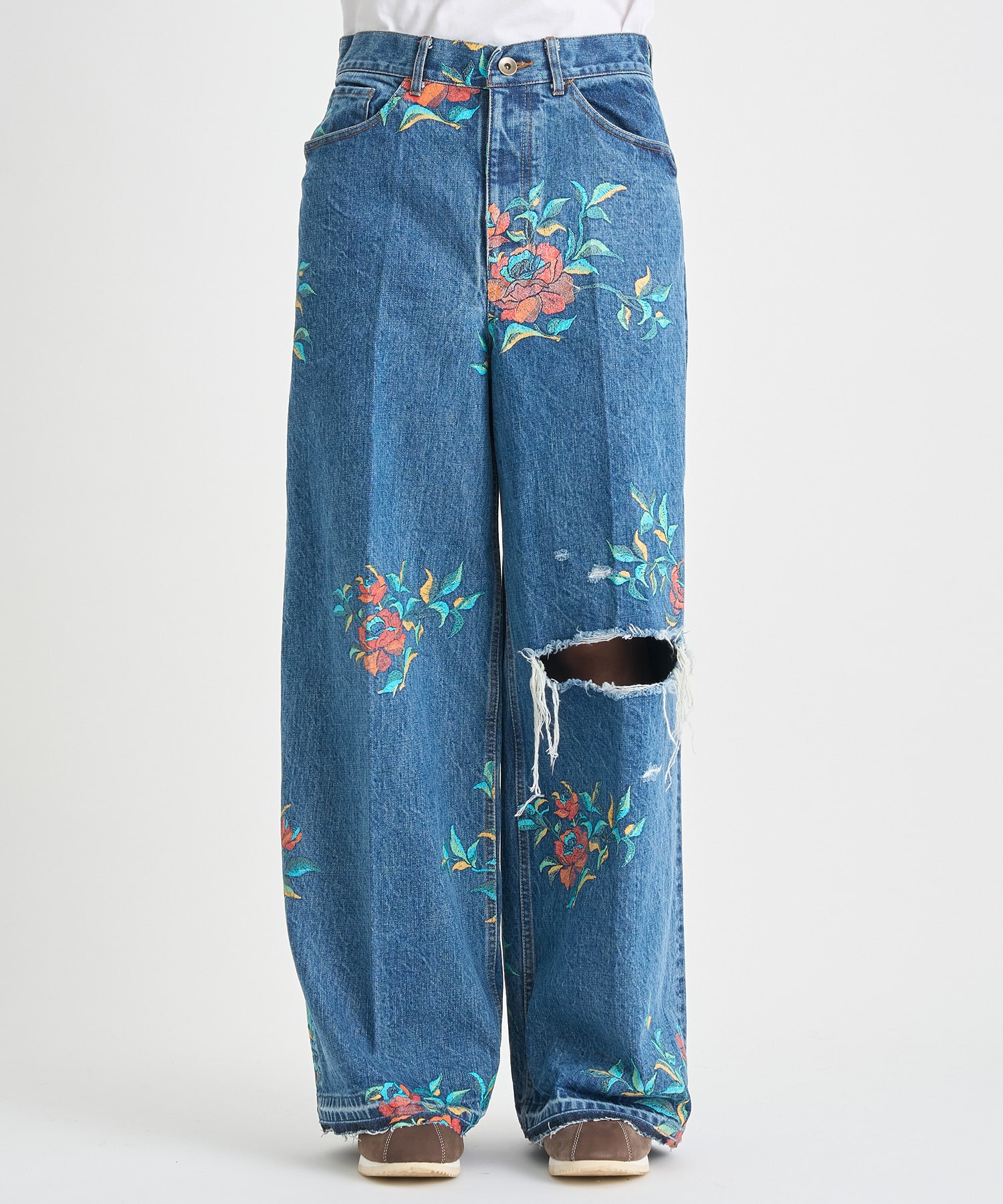 Flower Pattern Denim Wide Pants BED J.W. FORD