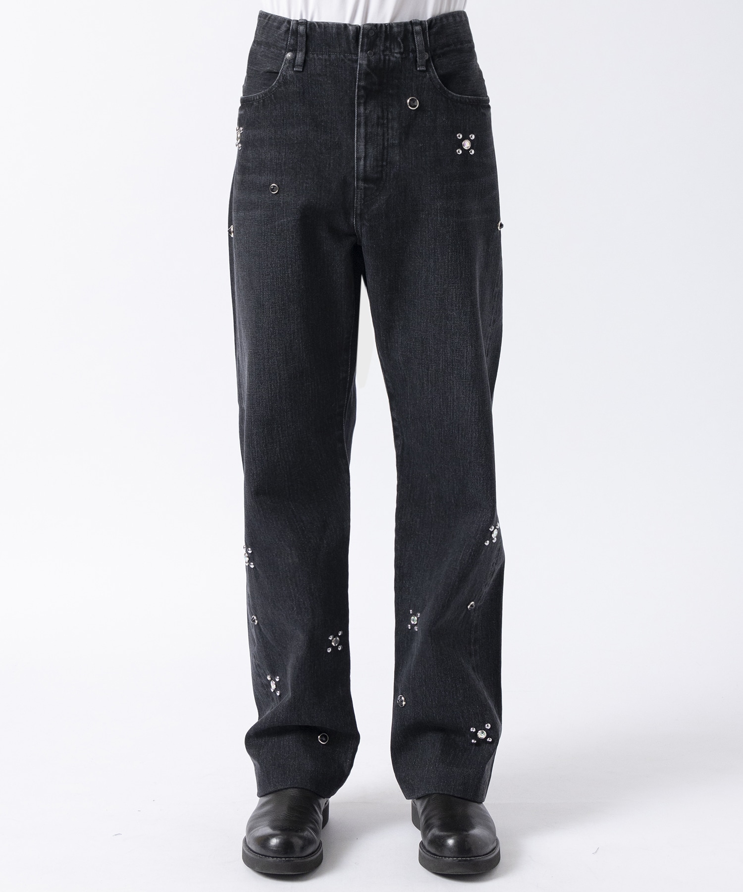 STRAIGHT JEAN TROUSERS BLACK & SILVER STARS TANAKA