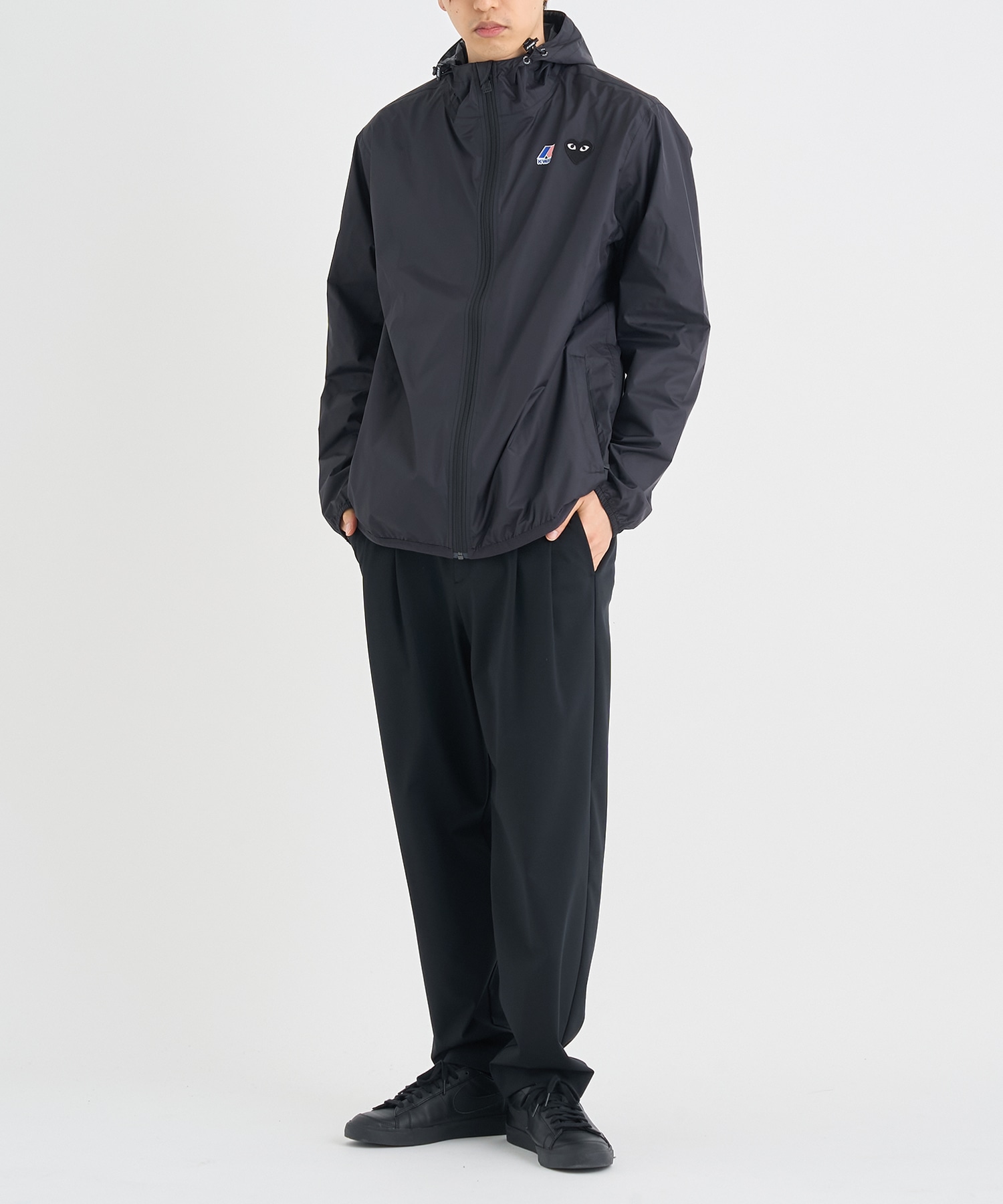 AZ-J507-051 K-WAY FULL ZIP JACKET BLACK EMBLEM PLAY COMME des GARCONS