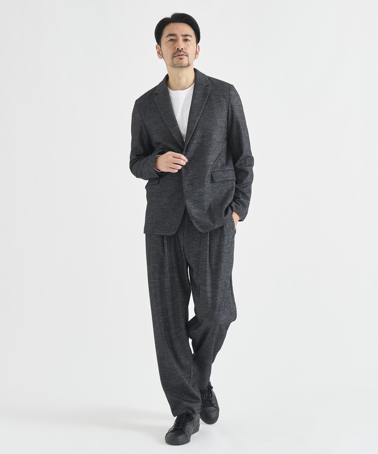 Washable Tweedy Jersey Wide Tapered Pants THE TOKYO