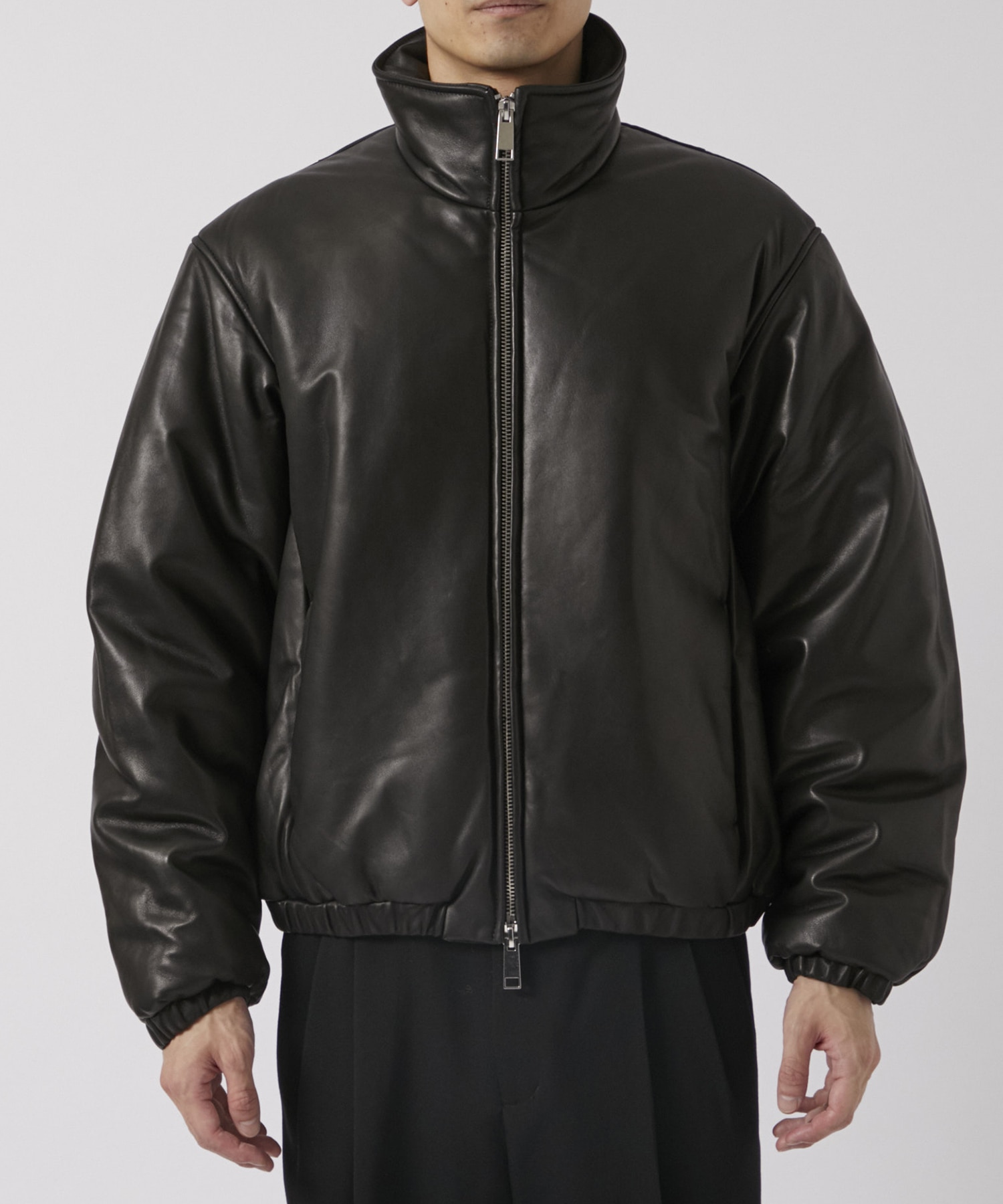 LEATHER PUFFER BLOUSON YOKE