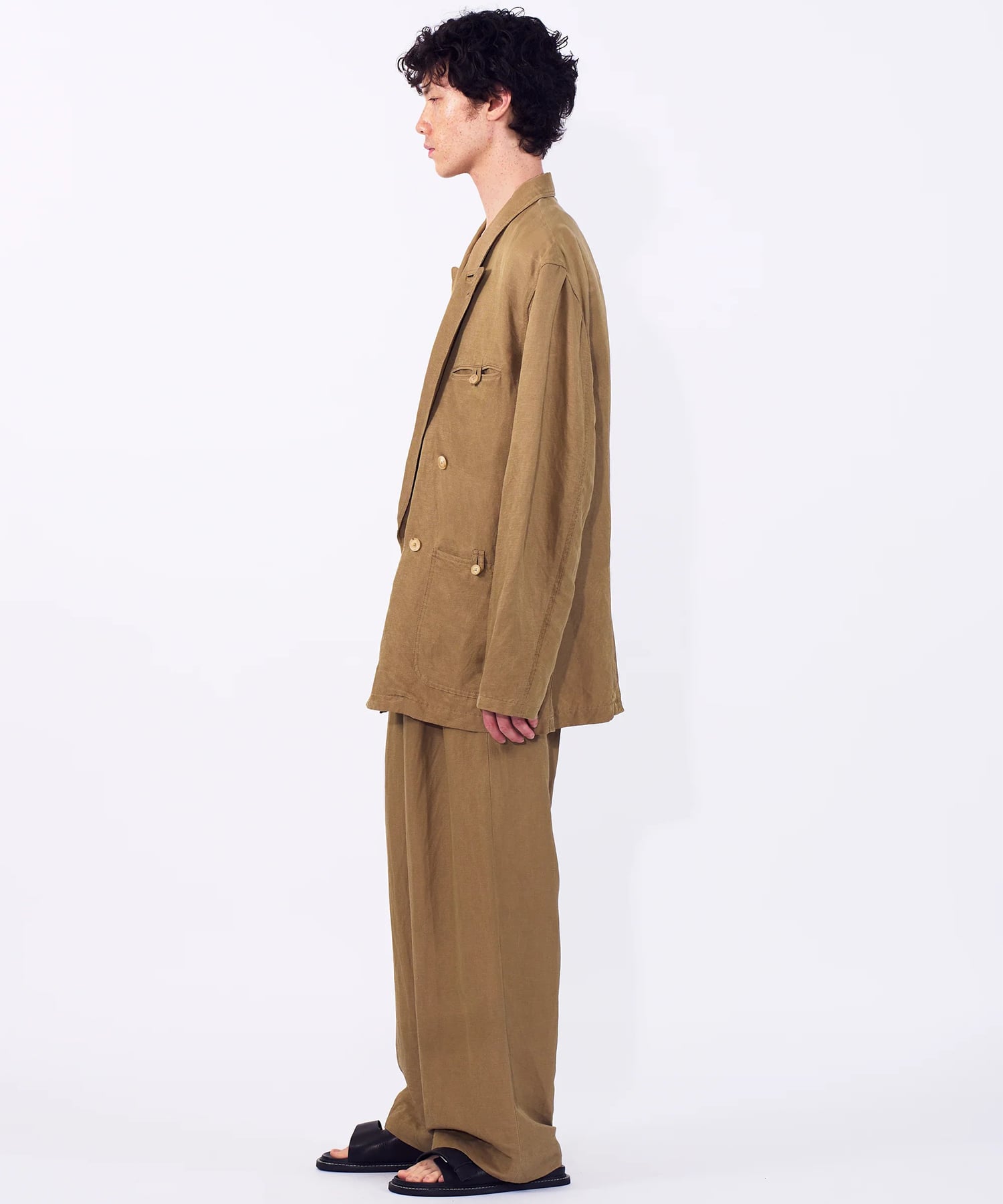 【ヨーク】Linen Silk Kersey 3pleated Tapered Trousers YOKE