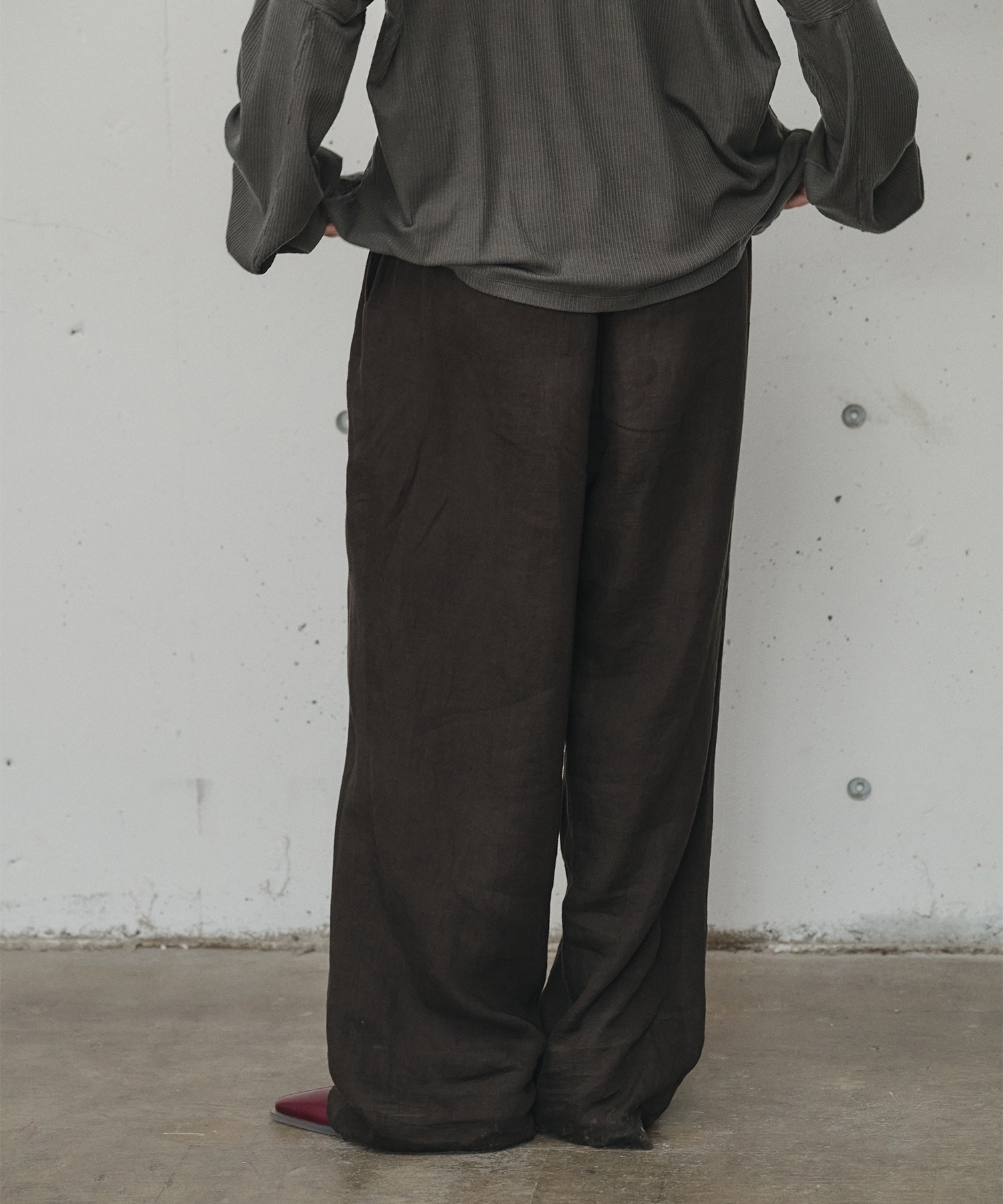 100/S LINEN TUCK SLACKS ANCELLM