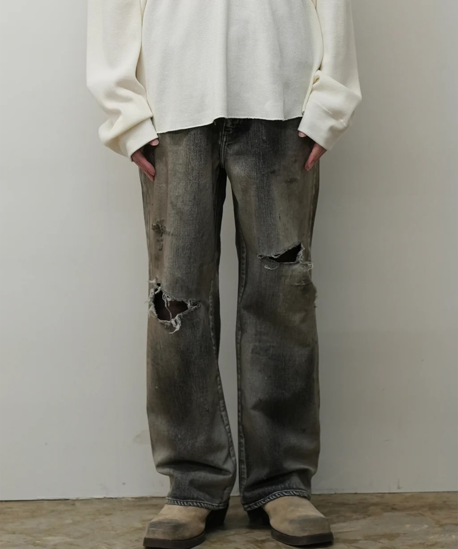 CRASH MIDDLE STRAIGHT 5P DENIM PANTS ANCELLM