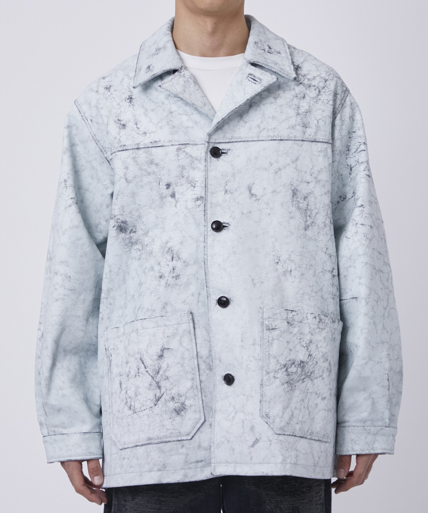 CRACKED GOAT LEATHER CAR COAT YOKE