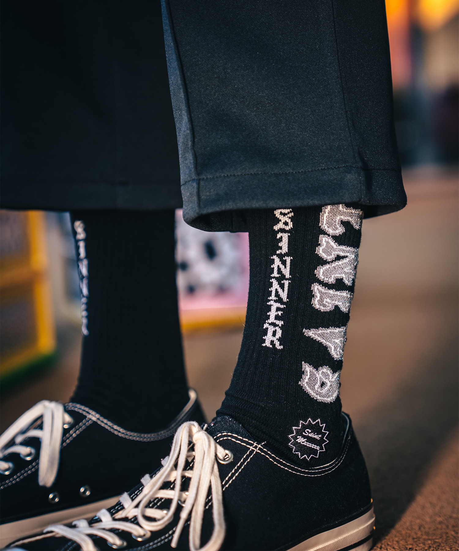 【セントマイケル】SM-MK8-0000-109/SOCKS/SAINT/BLACK+GRAY SAINT MXXXXXX