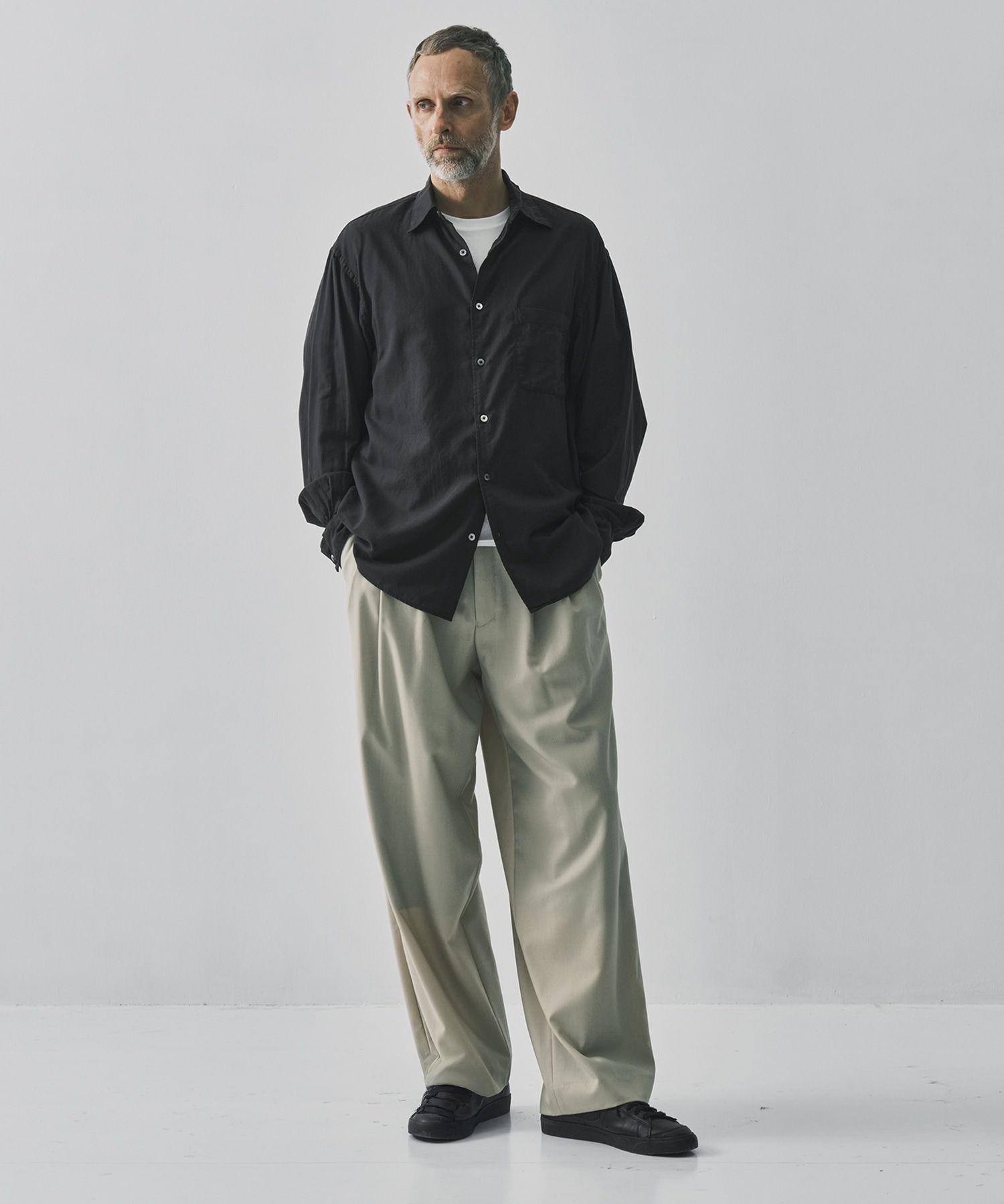 【ヨーク】Cotton Silk Twill Garment-dyed Loosed Shirt YOKE