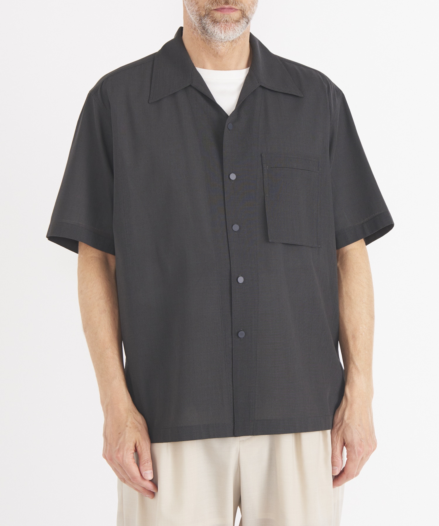 【イレニサ】OPEN COLLAR SHORT-SLEEVED SHIRT IRENISA
