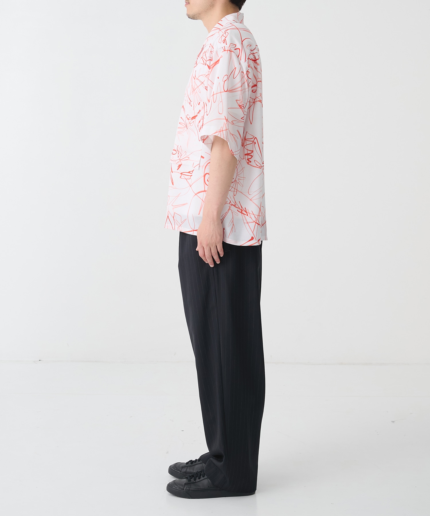 【ウジョーオム】Wide Set Open Collar BOX Shirt UJOH HOMME