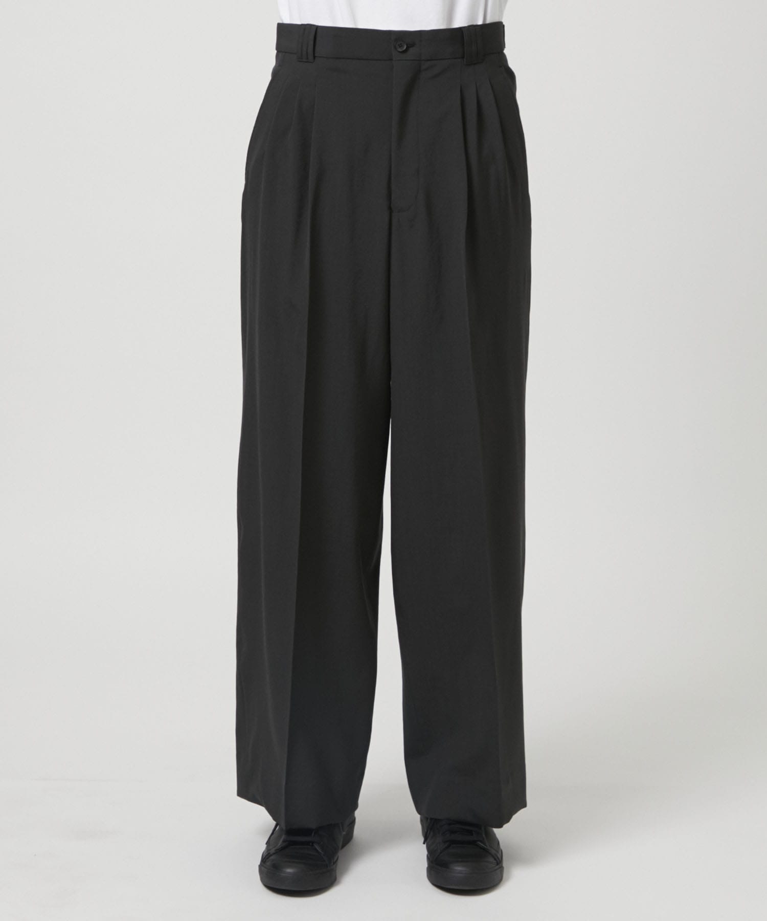 WOOL TROPICAL 3PLEATED WIDE-LEG TROUSERS YOKE