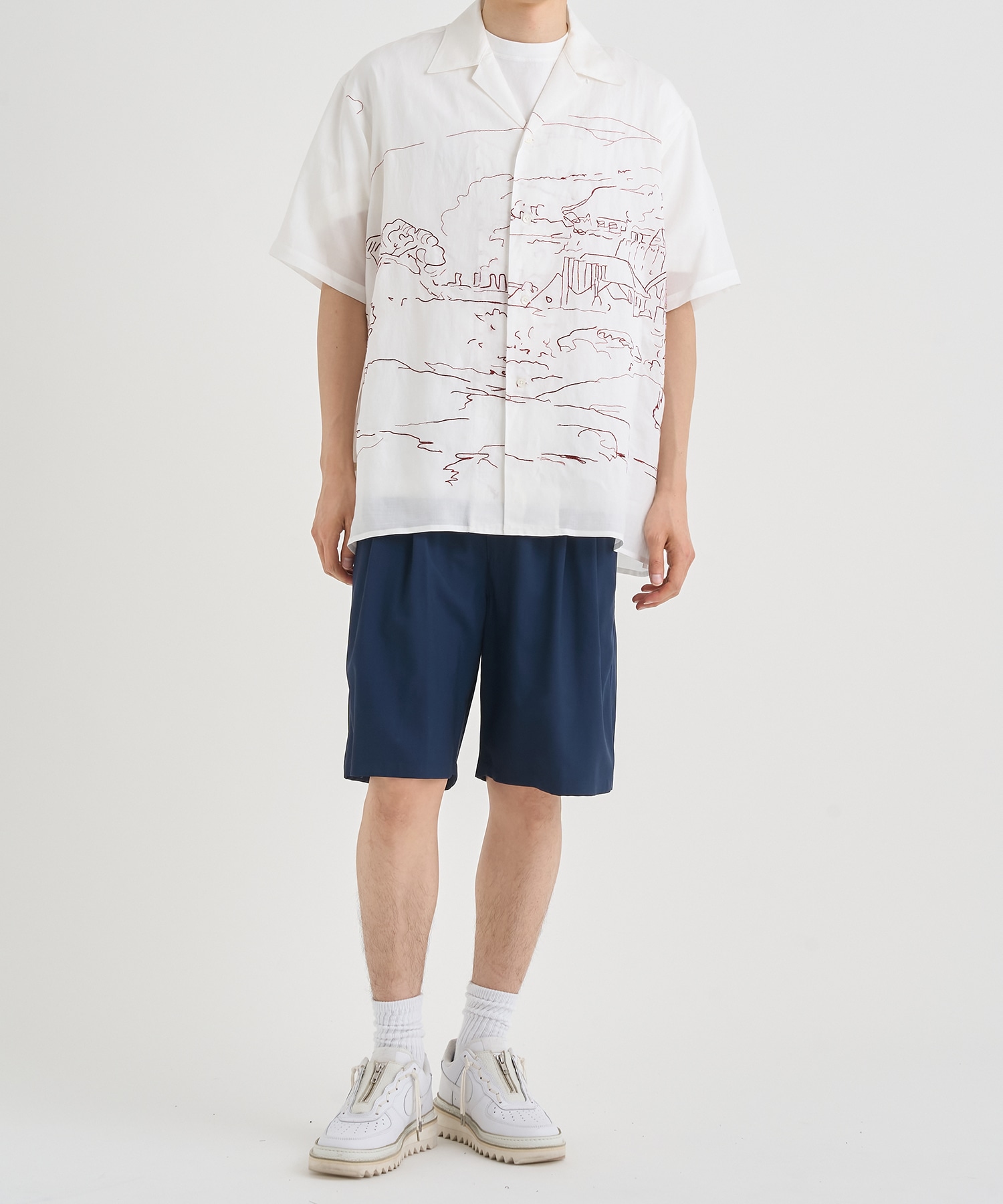 EMBROISERY OPEN COLLAR SHIRT YOKE