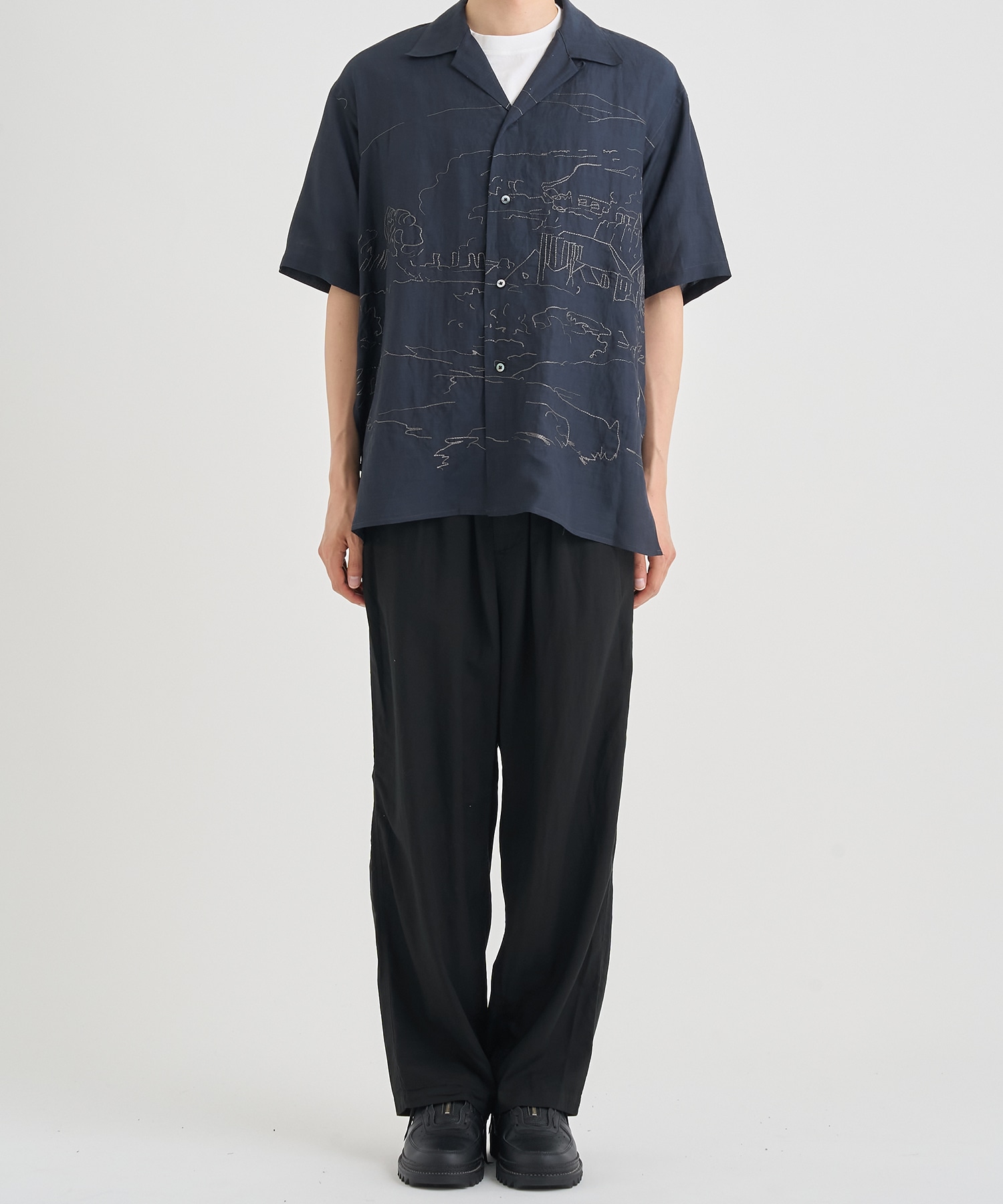 EMBROISERY OPEN COLLAR SHIRT YOKE