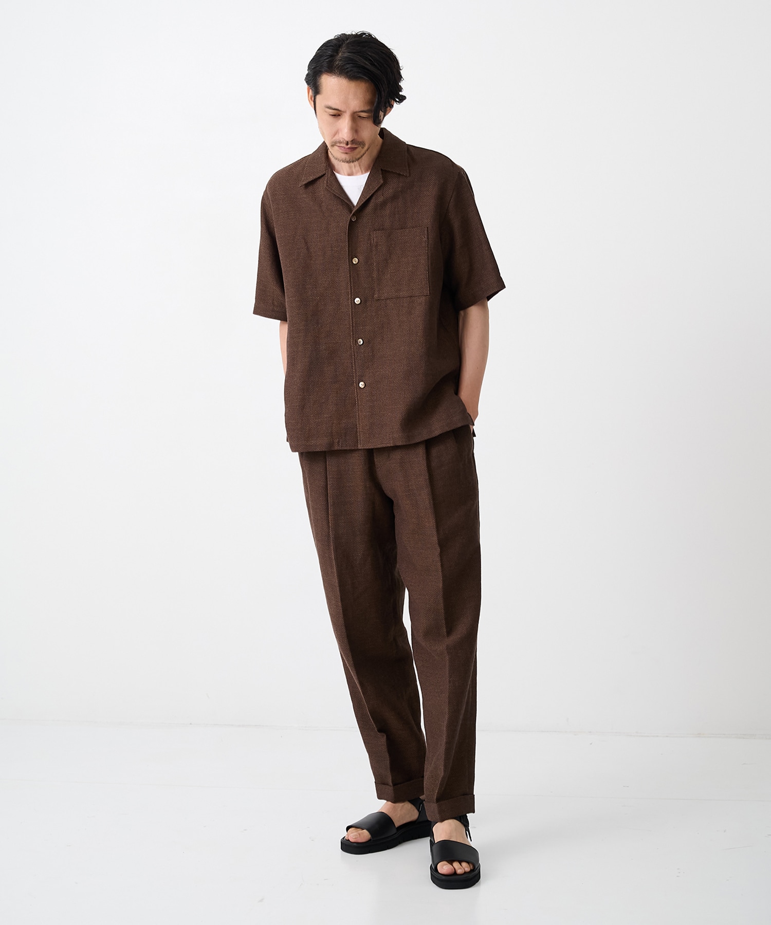 【イレニサ】SUMMER TWEED TWO TUCK WIDE TROUSERS IRENISA