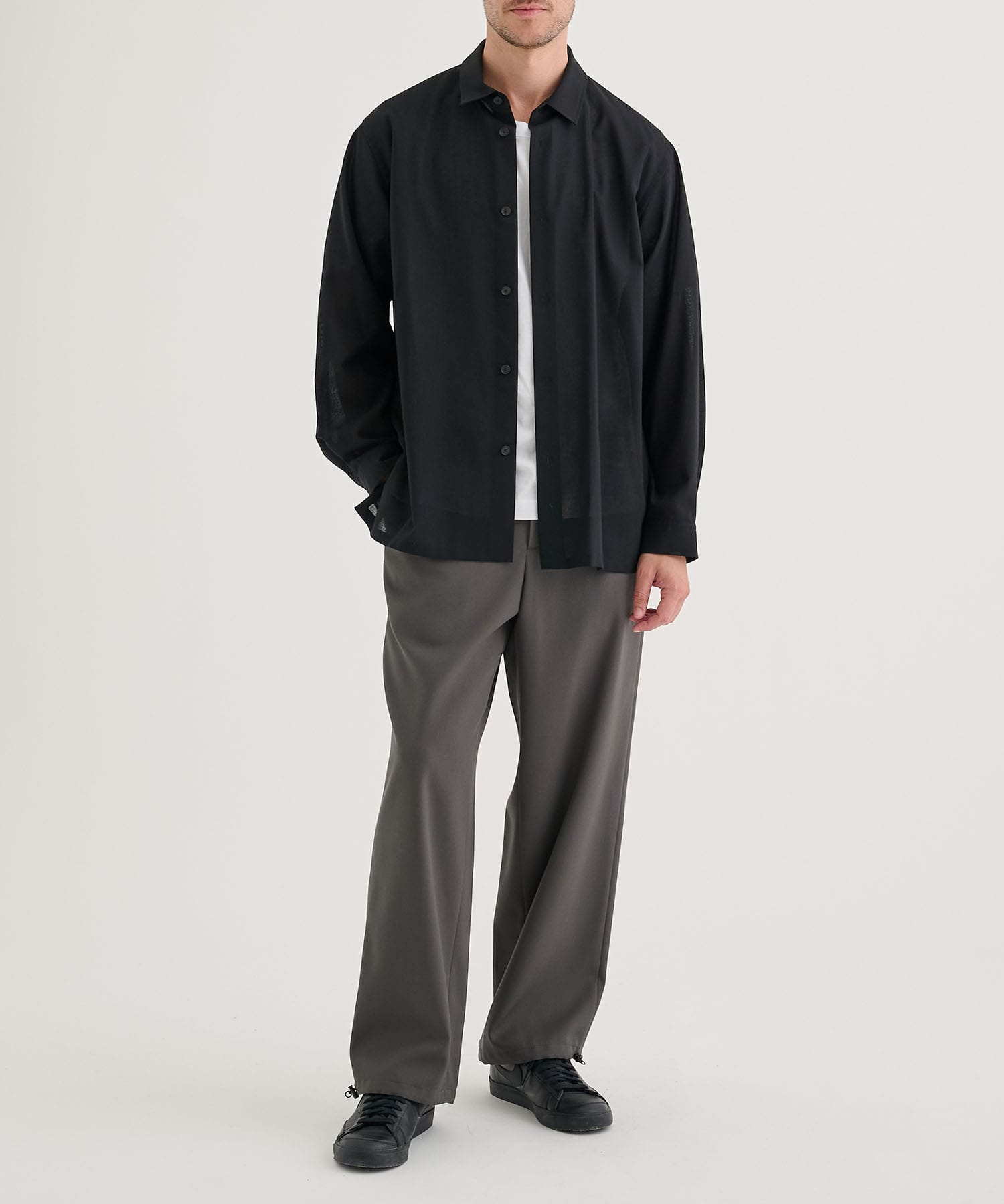 TWIST WOOL WASHER OVERSIZED SHIRT ATON