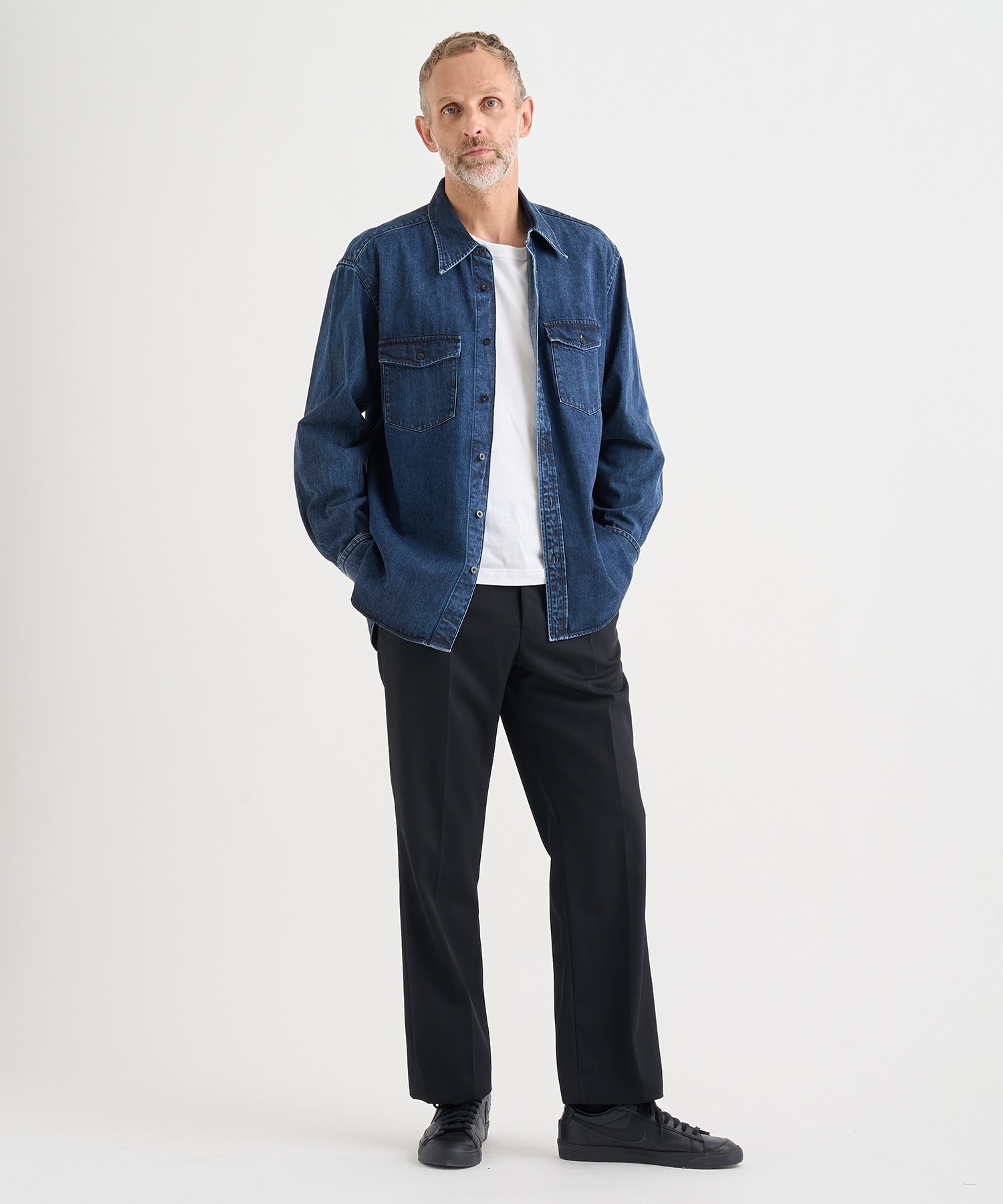 別注DENIM RELAX FIT DOUBLE POCKET SHIRT IRENISA