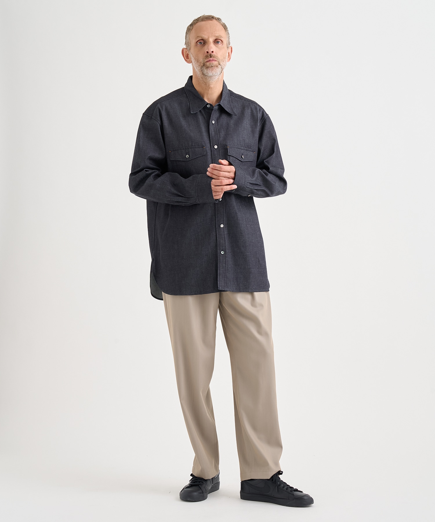 別注DENIM RELAX FIT DOUBLE POCKET SHIRT IRENISA