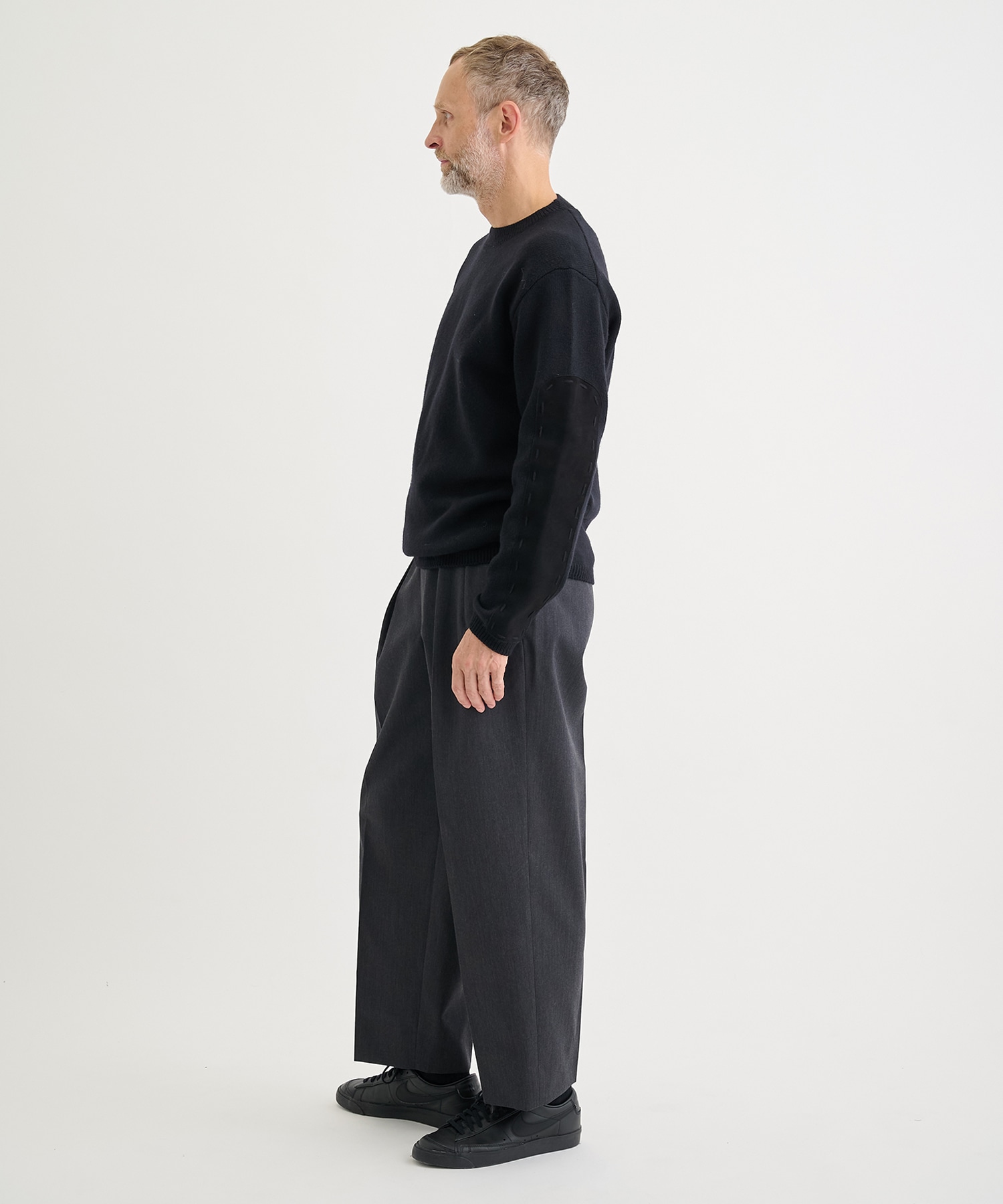 Suede Leather Elbow Patch Sweater YOKE