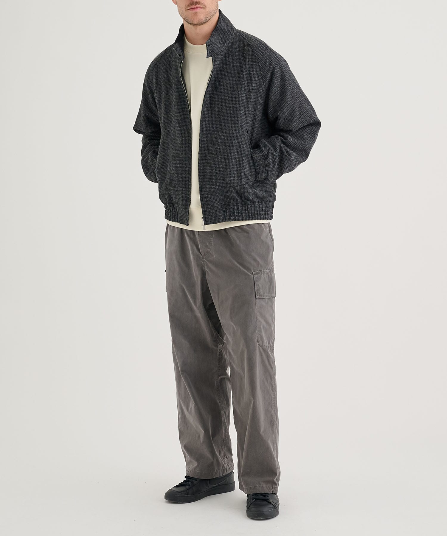 ALPACA HOUND TOOTH HARRINGTON JACKET ATON