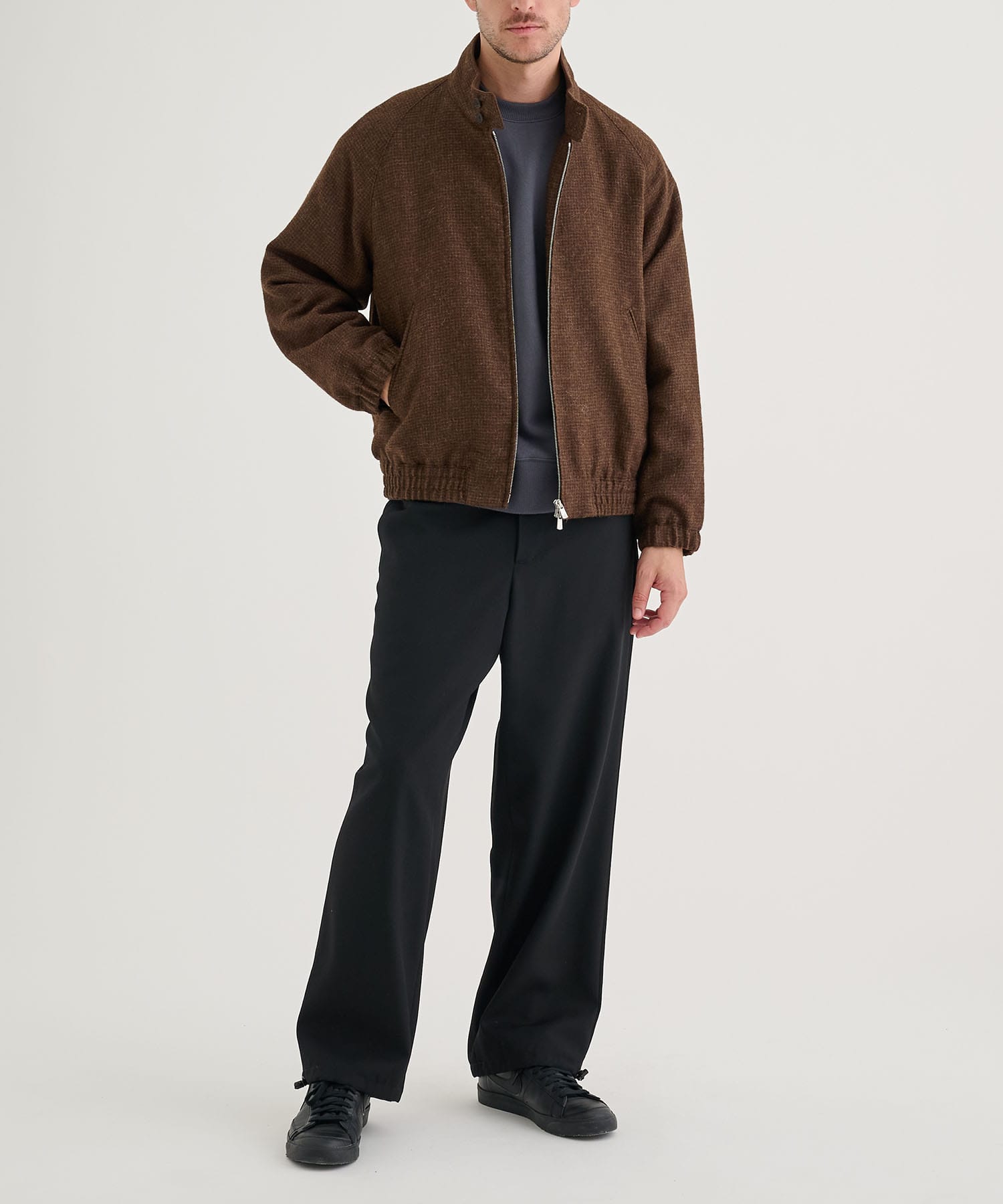 ALPACA HOUND TOOTH HARRINGTON JACKET ATON